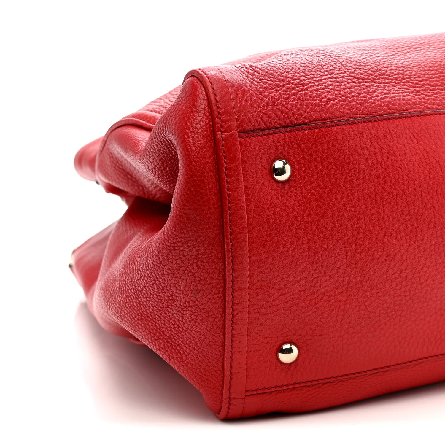 Pebbled Calfskin Large Soho Shoulder Bag Red - Top Club
