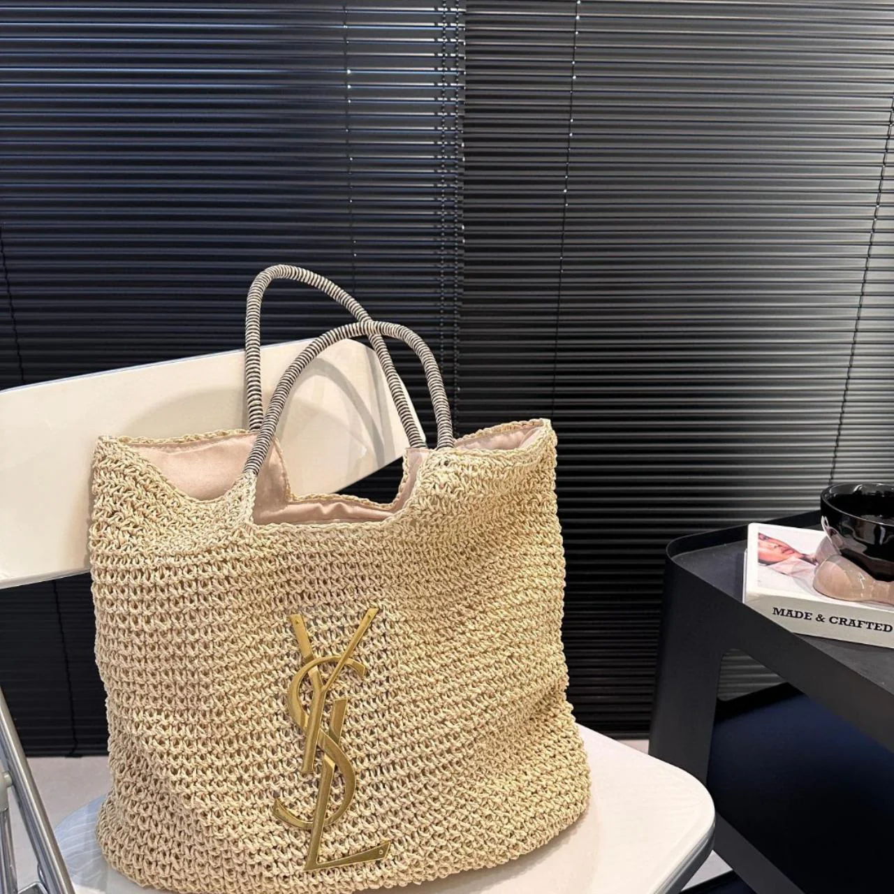 SAINT LAURENT YSL Raffia Bag - Top Club