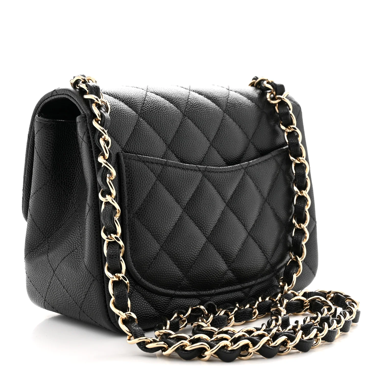 Caviar Quilted Mini Square Flap Black - Top Club