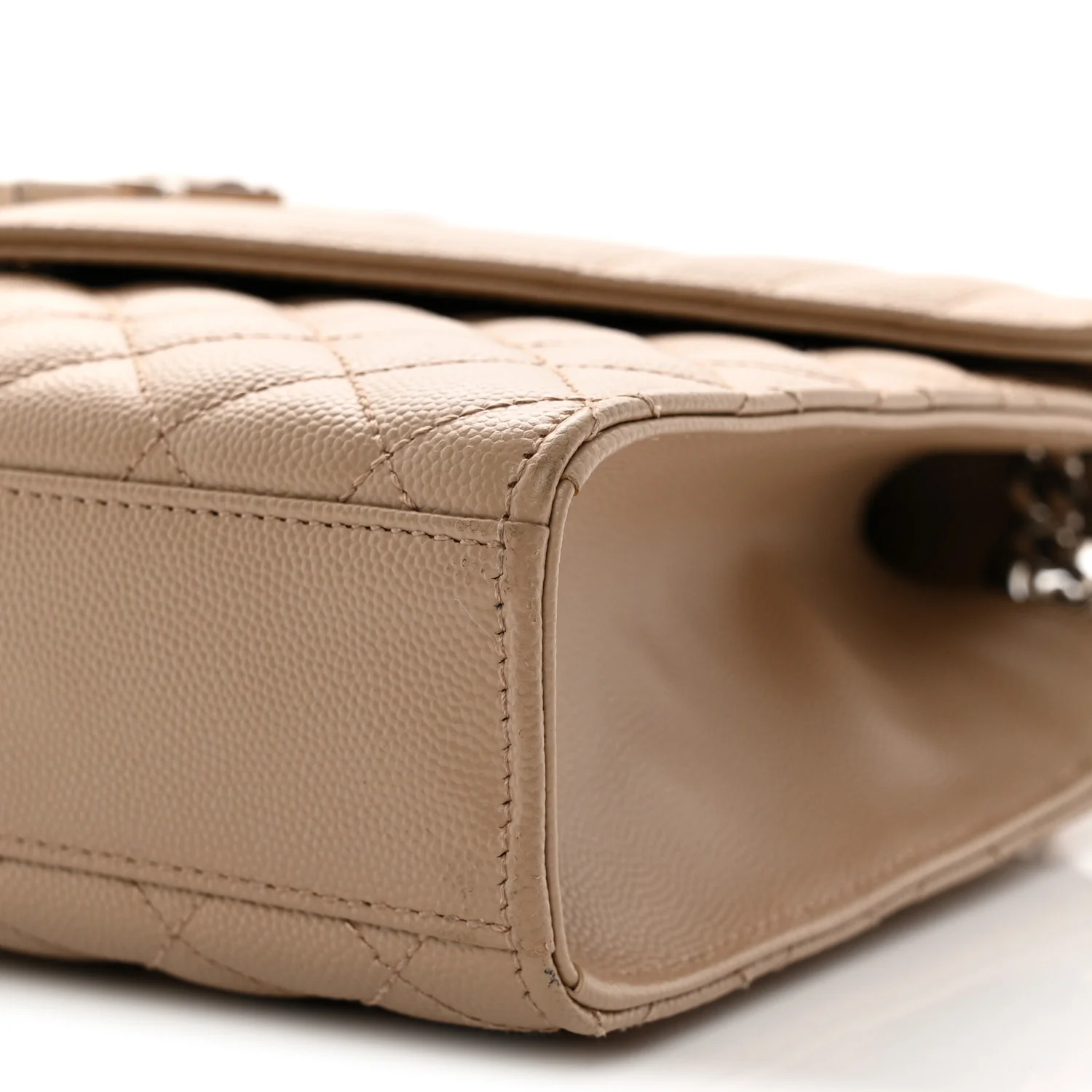 Grain De Poudre Textured Mixed Matelasse Medium Triquilt Monogram Satchel Dark Beige - Top Club