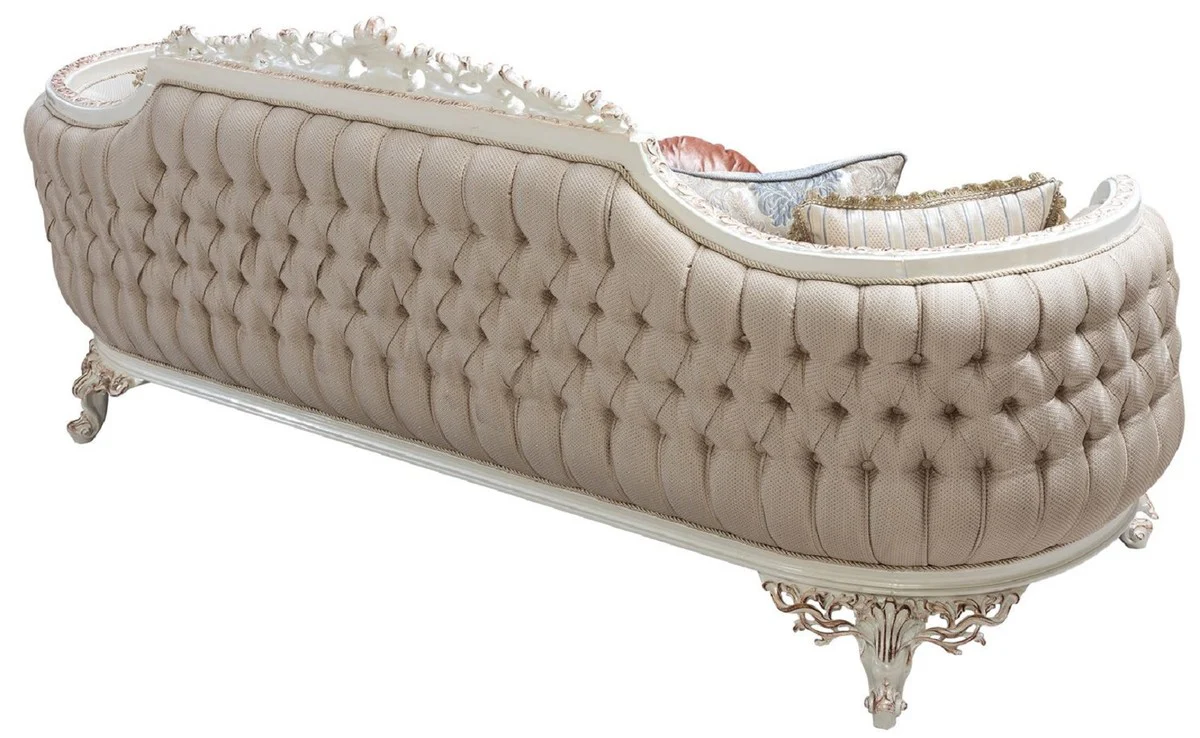 Luxury Baroque Sofa Multicolored / Cream White / Copper - Baroque Style Living Room Sofa with Elegant Pattern - Luxury Living Room Furniture in Baroque Style - Baroque Furnishings - Baroque Furniture