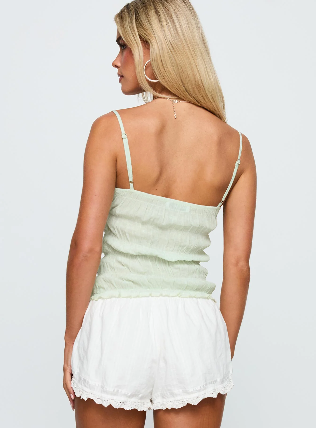 Money Maker Ruched Cami Top Aqua