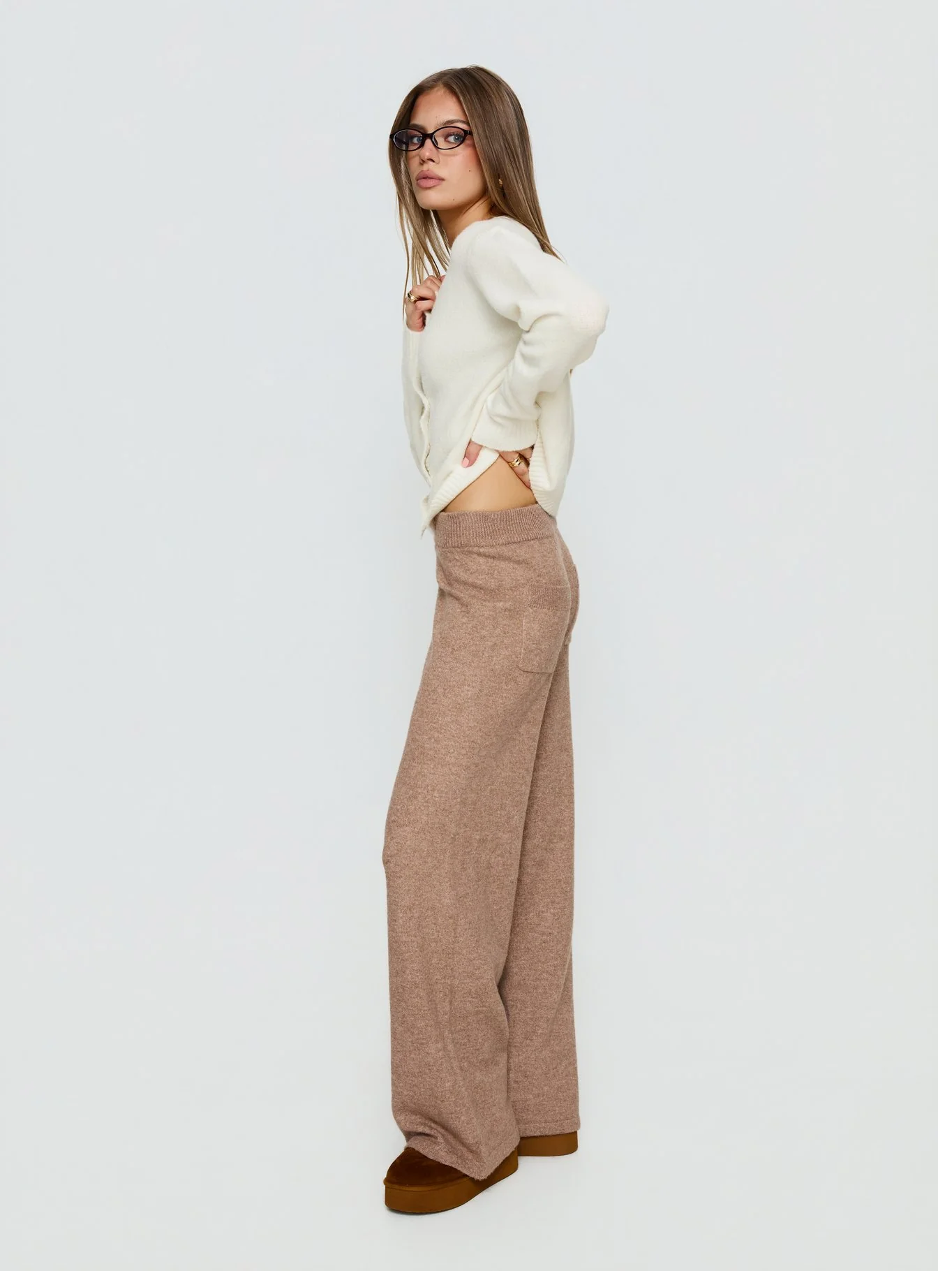 Bekki Wide Leg Knit Pant Mocha