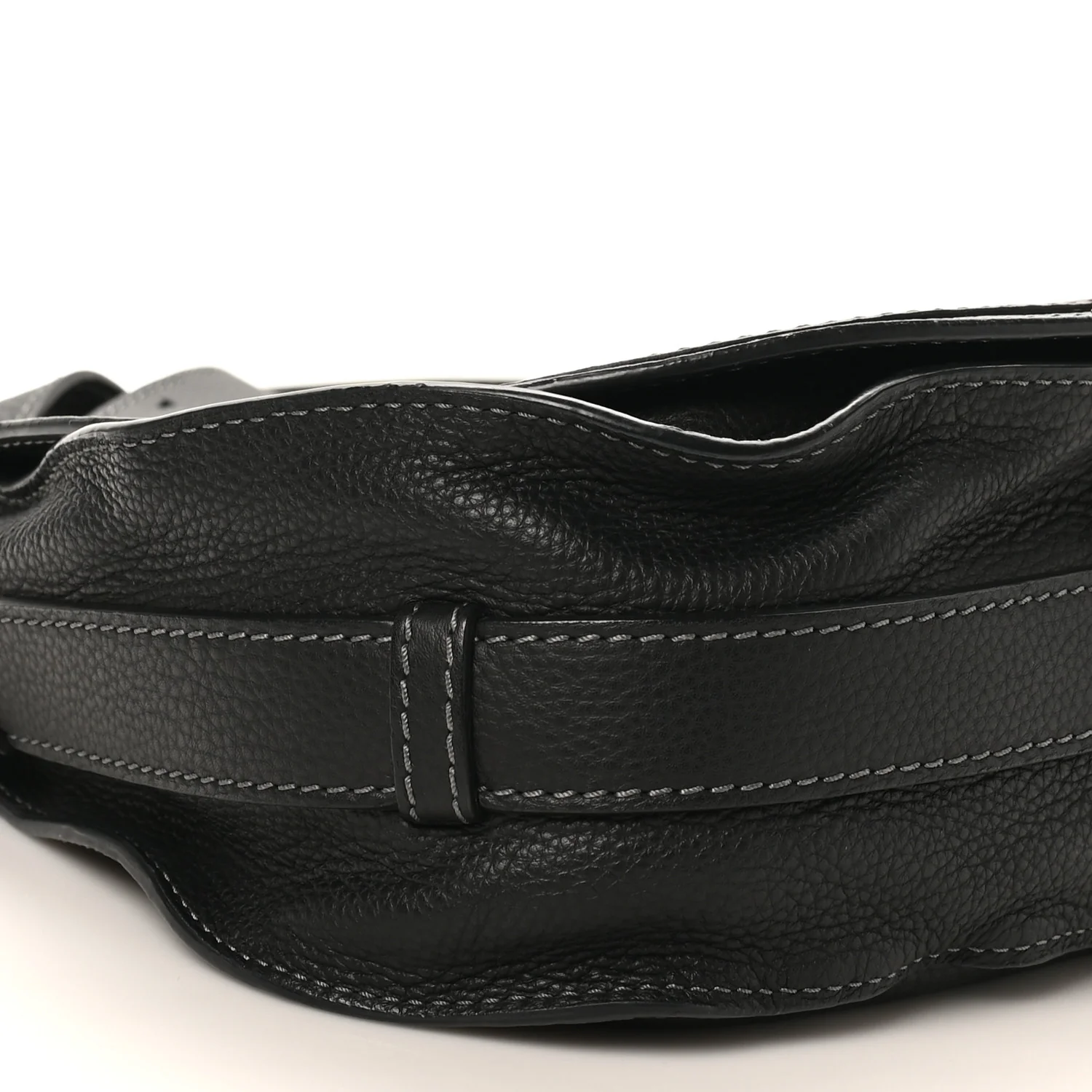 Grained Calfskin Medium Marcie Saddle Bag Black - Top Club