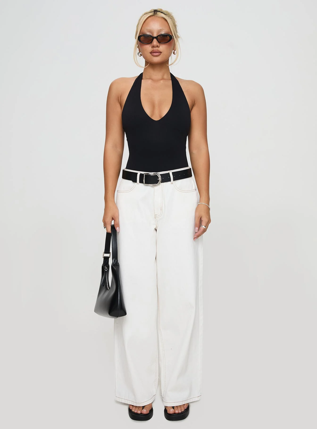 Someone New Halter Bodysuit Black Tall