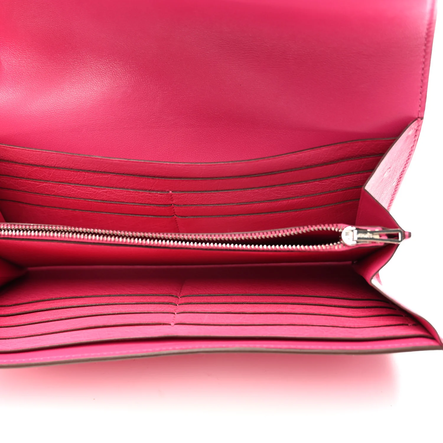 Ostrich Constance Long Wallet Rose Tyrien - Top Club