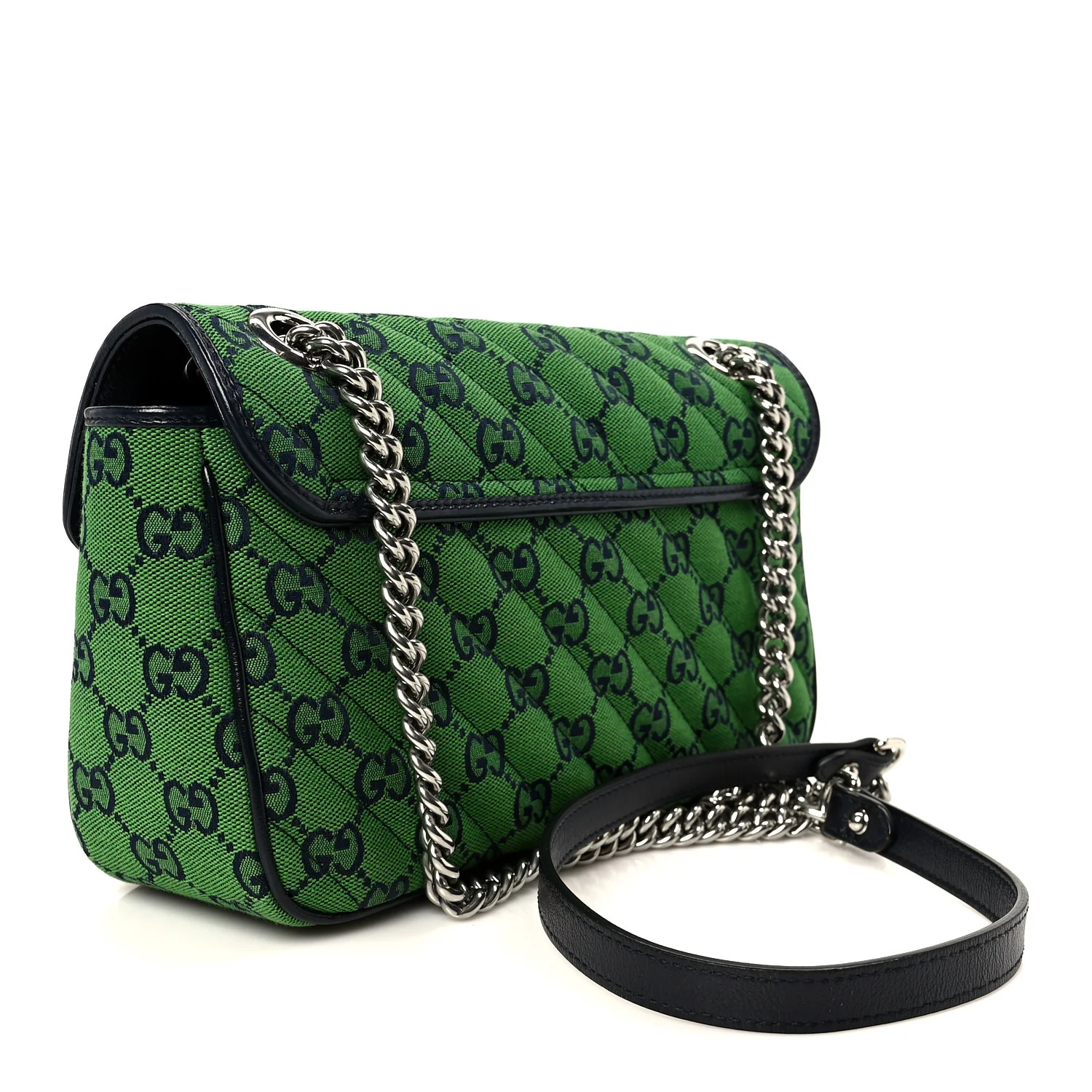 Monogram Multicolor Matelasse Diagonal Small GG Marmont Shoulder Bag Green Blue