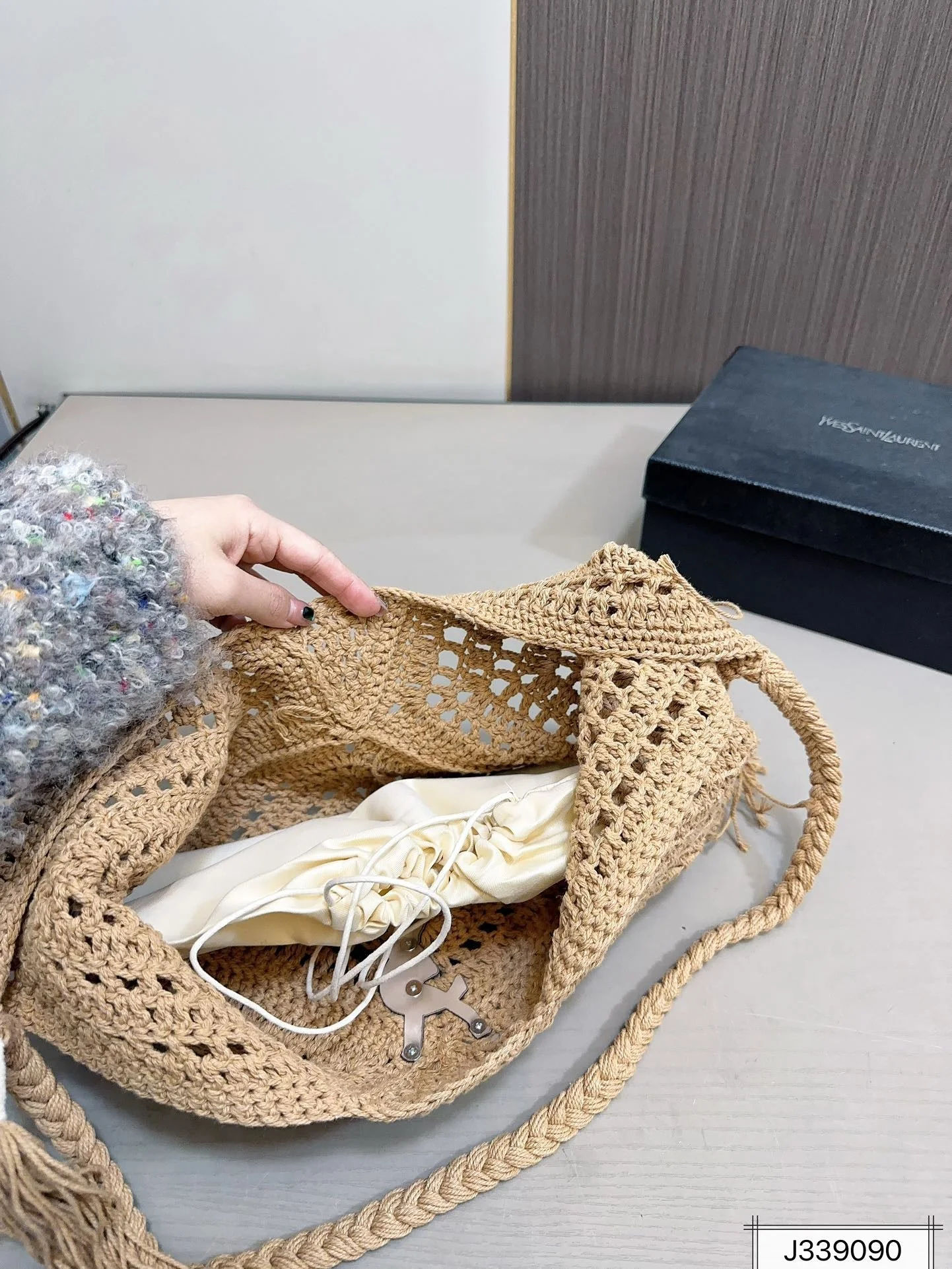 SAINT LAURENT YSL Raffia Tote Bag Beach Casual 37x22cm - Top Club