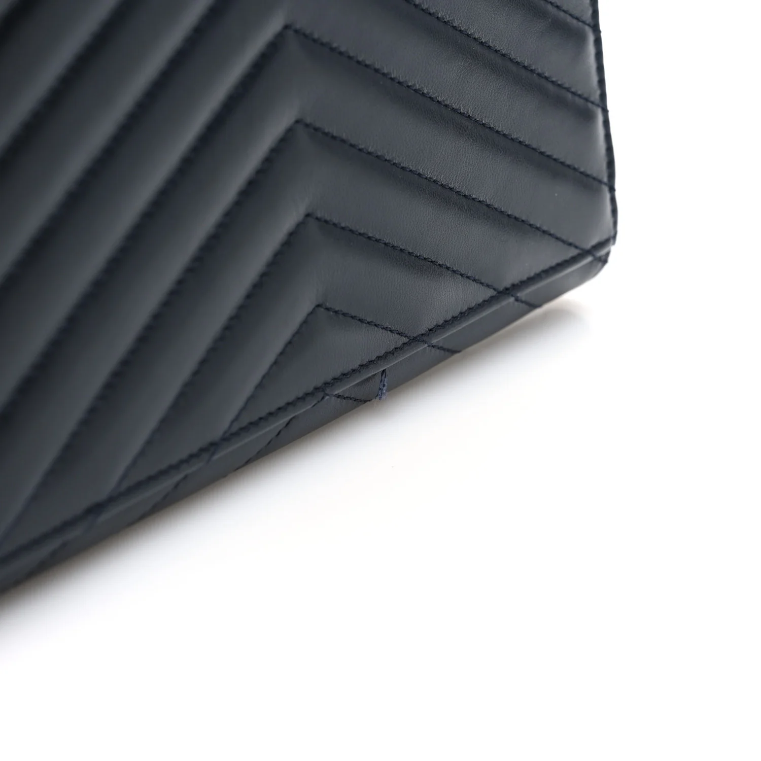 Lambskin Matelasse Chevron Monogram Cassandre Flap Pouch Navy - Top Club
