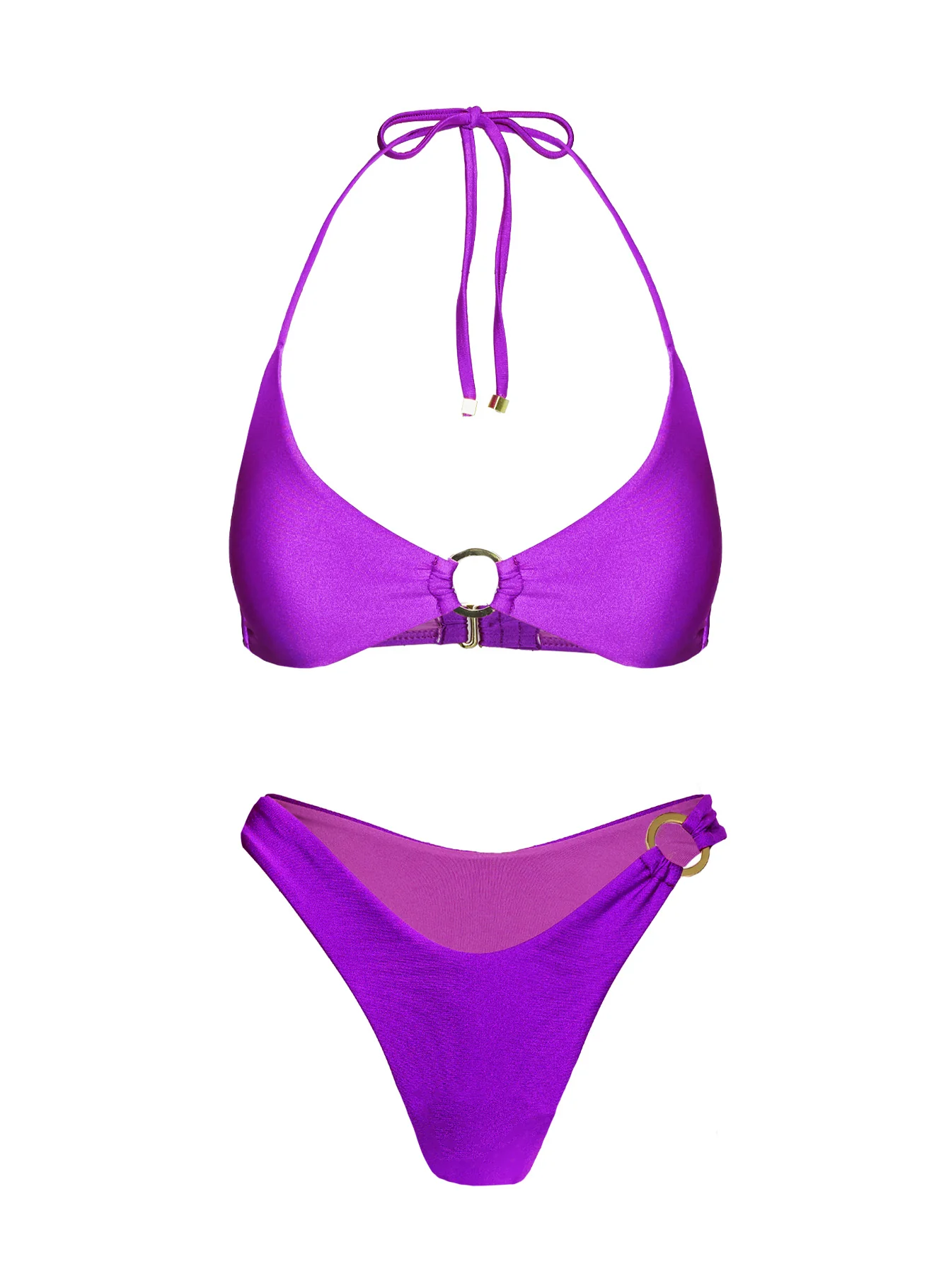 Athia Halter Shine Bikini Top Purple