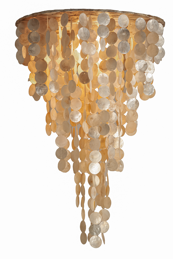 Capiz schelpen hanglamp 60x80 goud + plafondfitting
