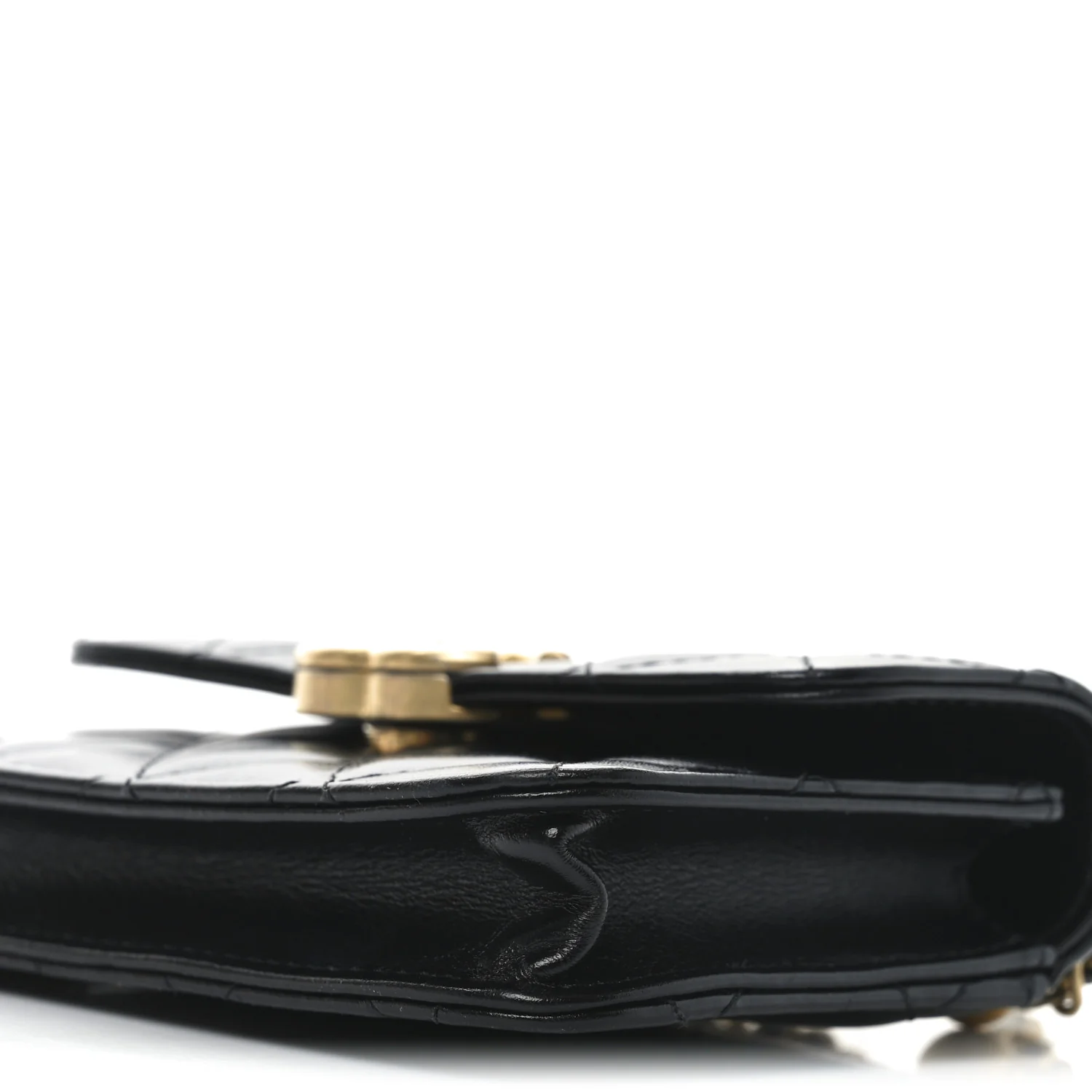 Calfskin Quilted Perfect Fit Coin Purse With Chain Black - Top Club
