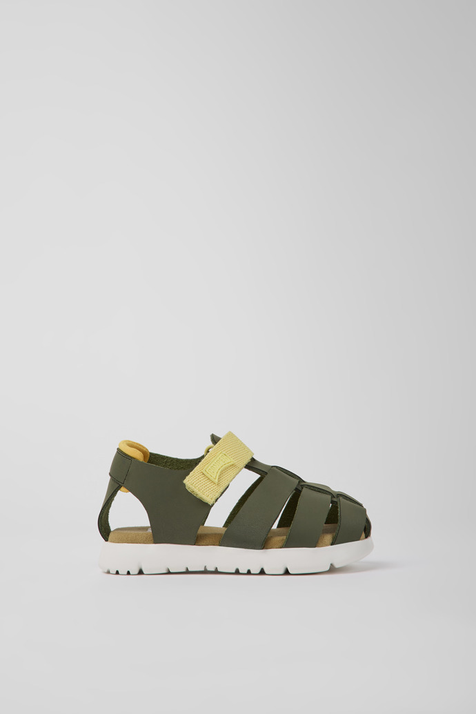 Caterpillar green leather and fabric sandals for boys