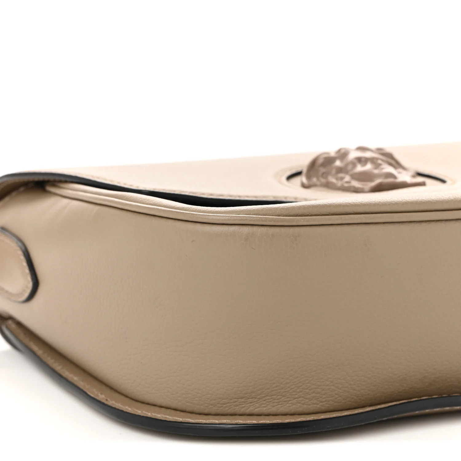 Grained Calfskin La Medusa Flap Shoulder Bag Taupe - Top Club