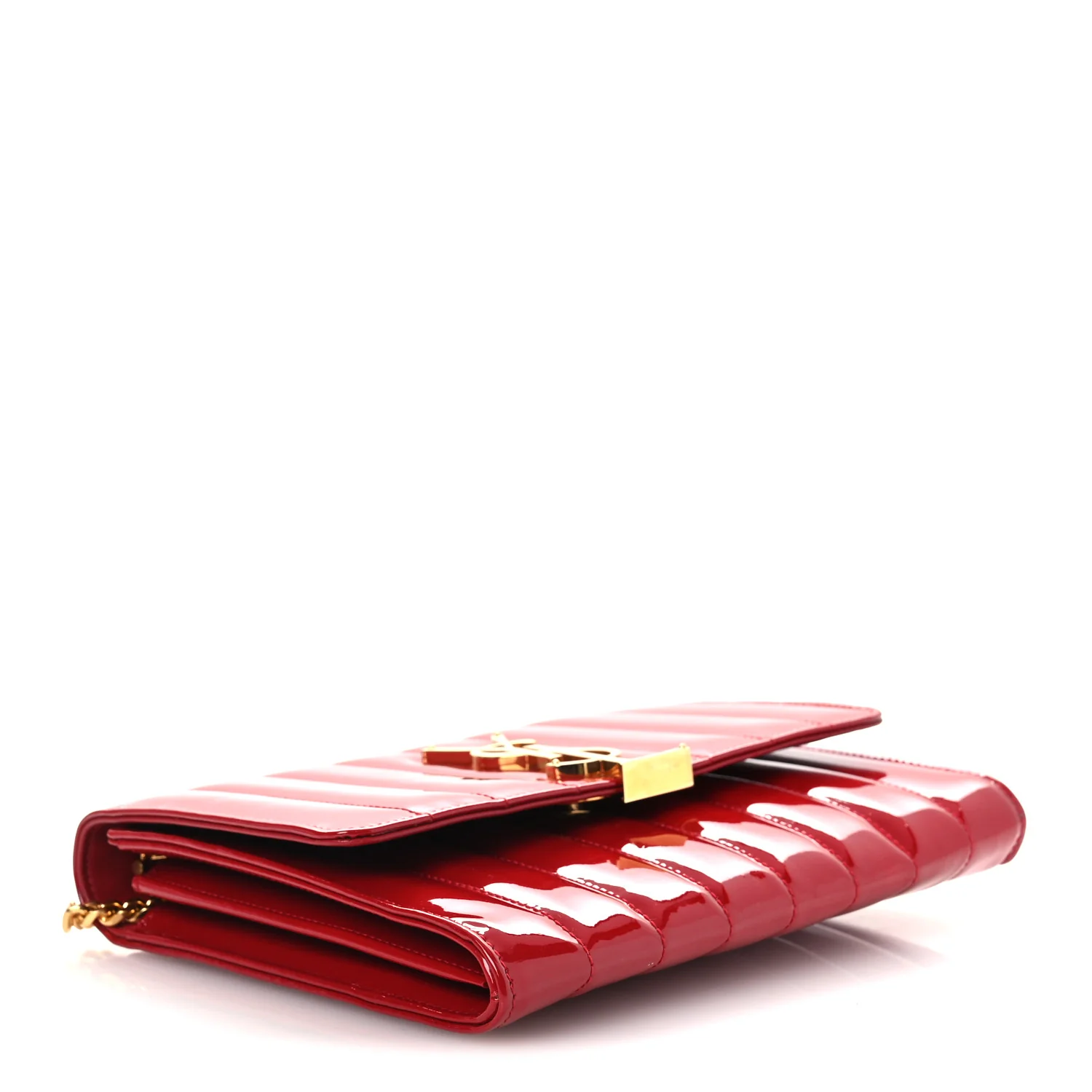 Patent Calfskin Matelasse Vicky Chain Wallet Rouge Eros - Top Club