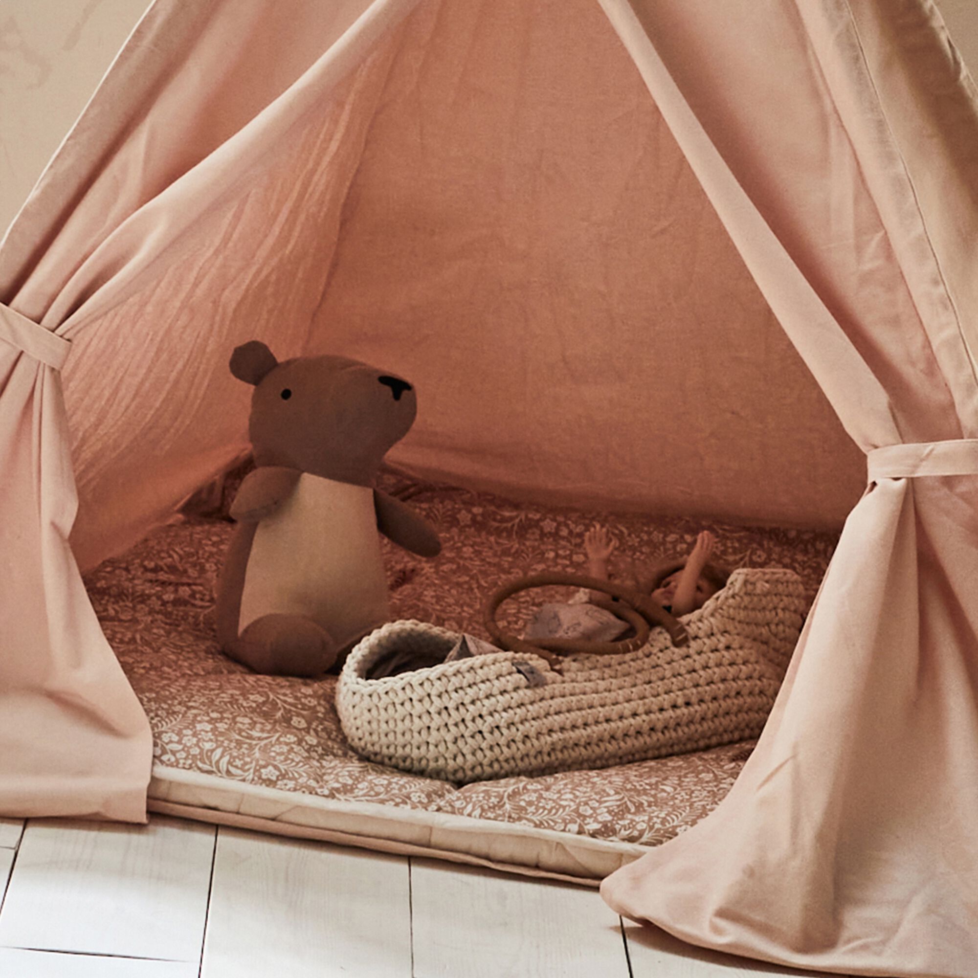 ROCHELLE - Tipi pour enfant avec tapis - rose argile