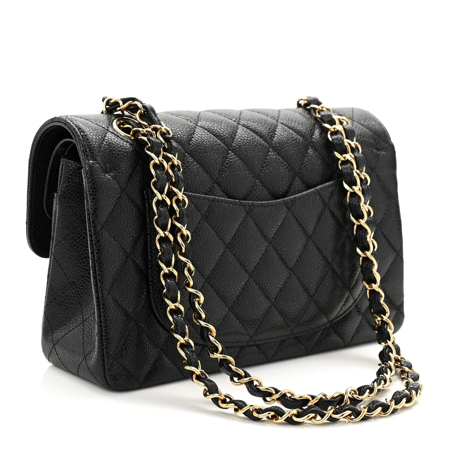 Caviar Quilted Small Double Flap Black - Top Club
