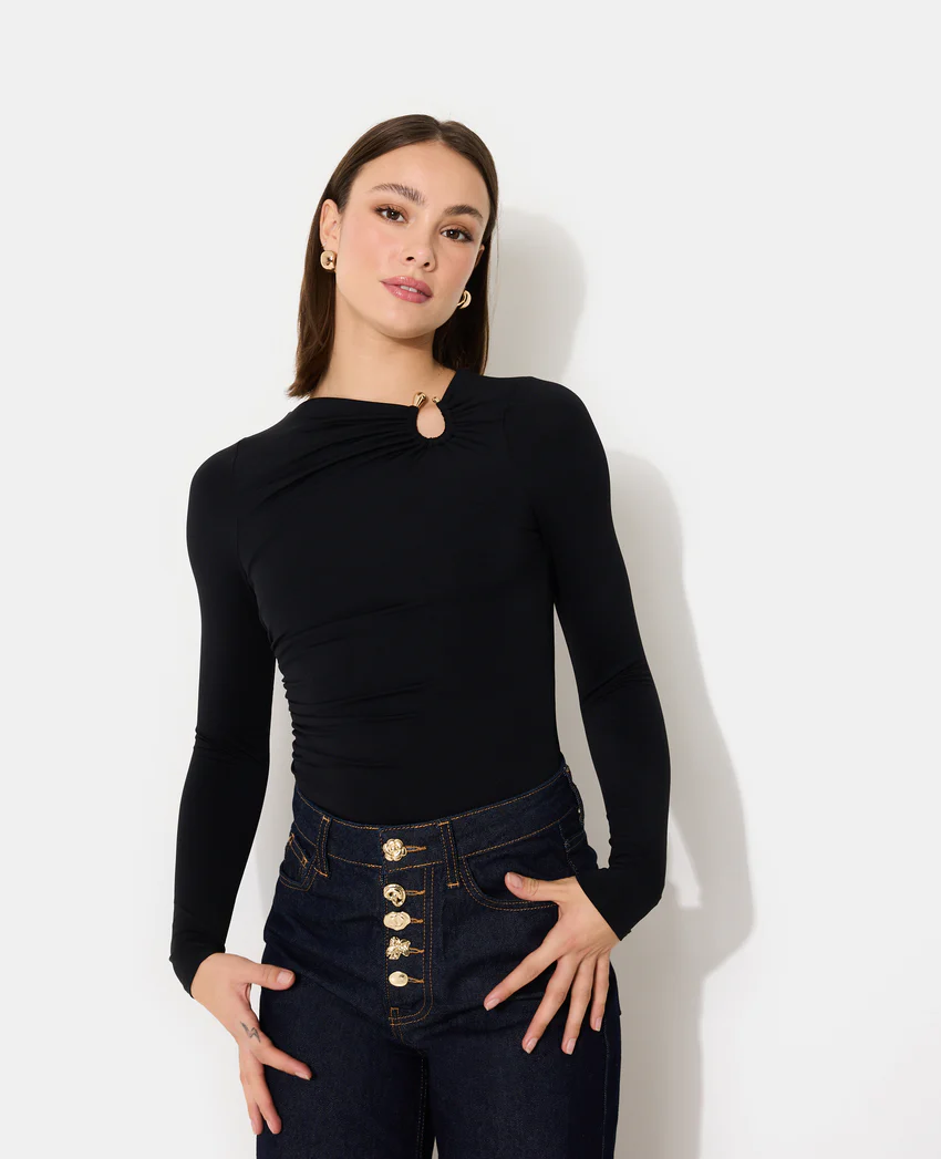 Pimkie Body en maille stretch avec col asymétrique et bijou