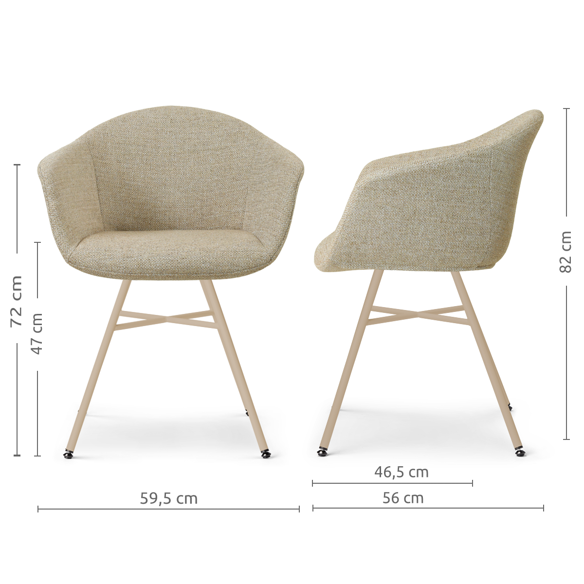 Eetkamerstoel Noa-Otis taupe melange - beige onderstel