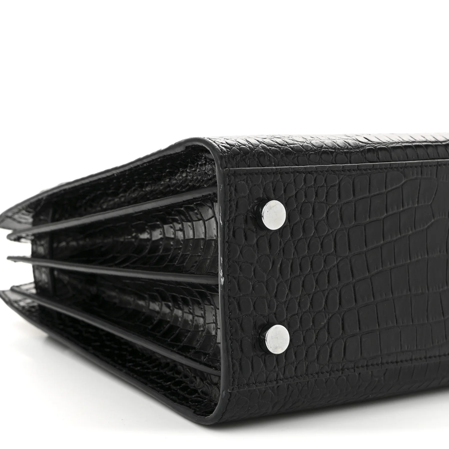 Calfskin Crocodile Embossed Baby Sac De Jour Black - Top Club