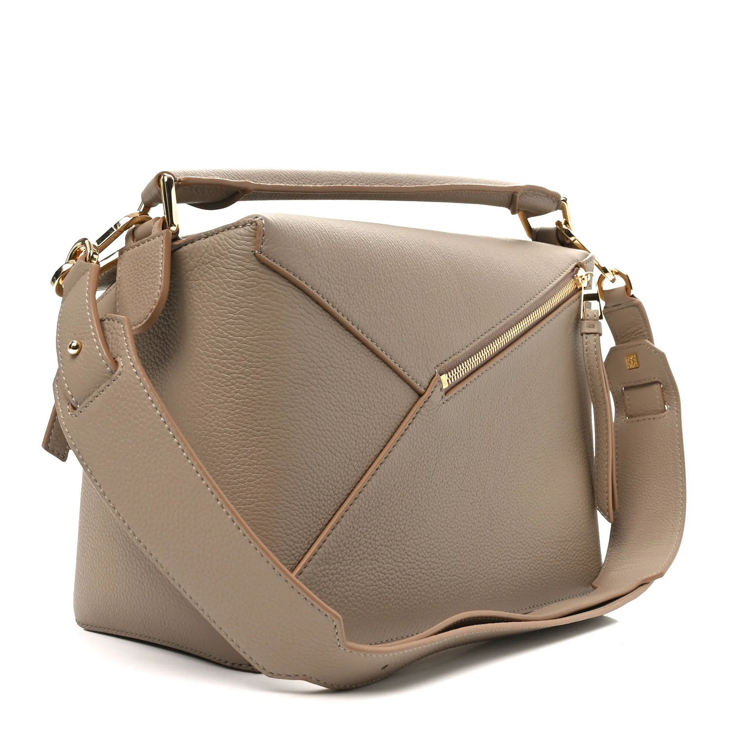 Calfskin Large Puzzle Edge Bag Sand - Top Club
