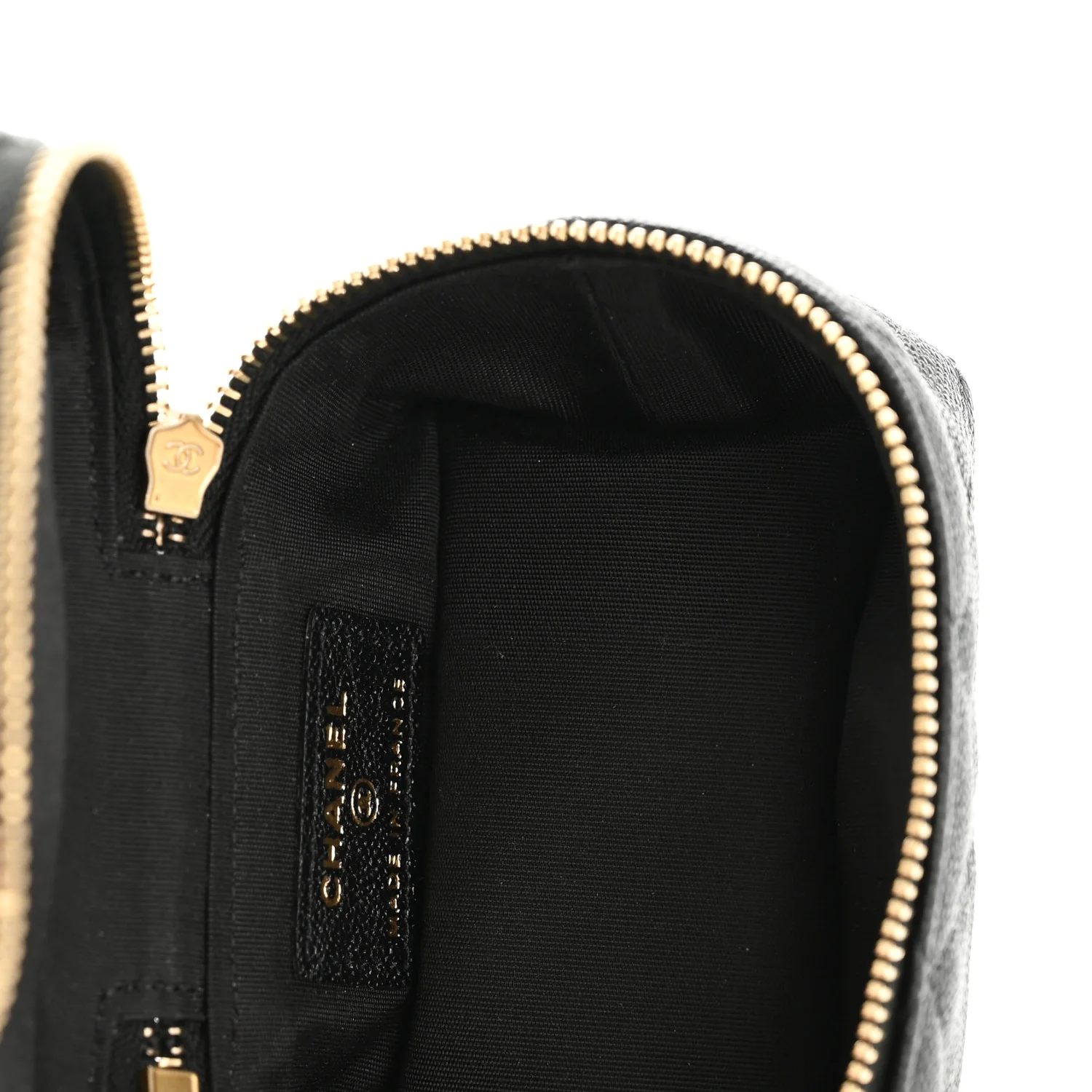 Caviar Quilted Mini Top Handle Vanity With Chain Black - Top Club