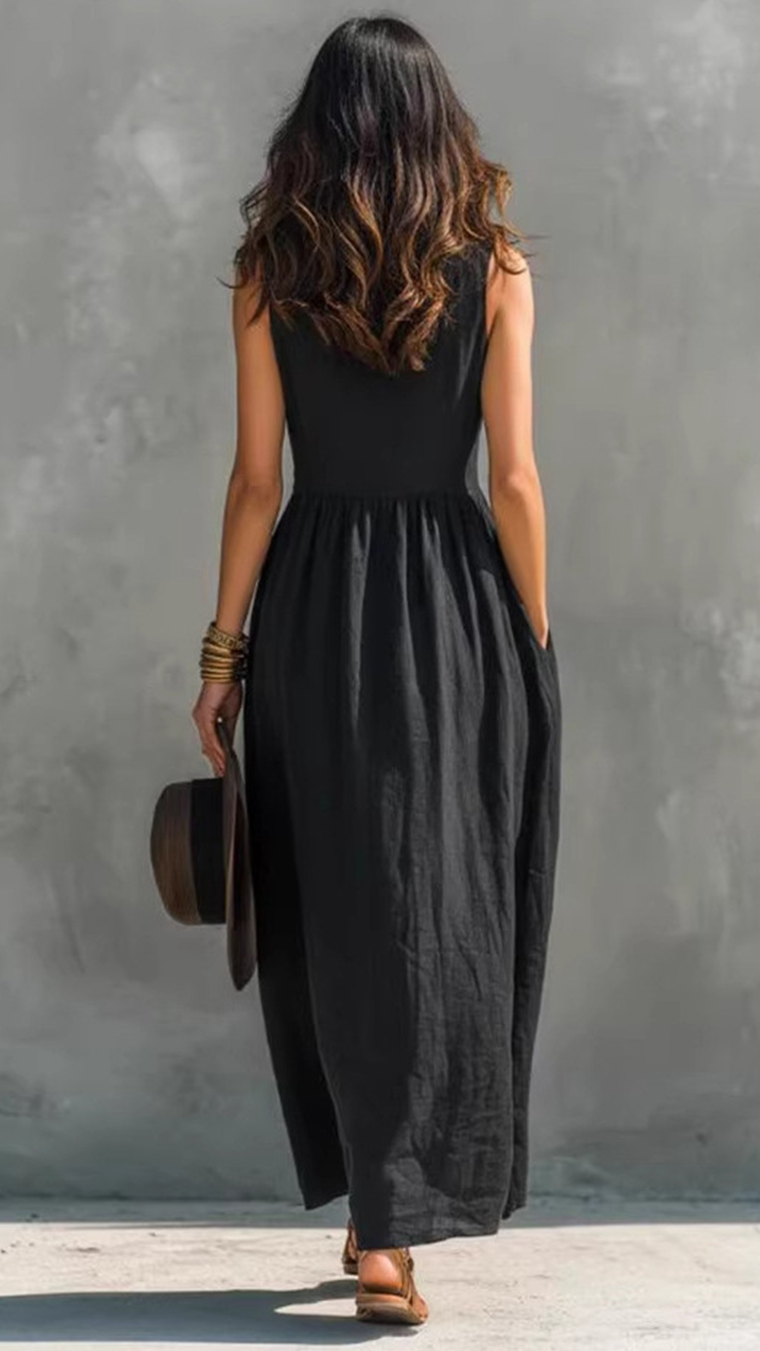 Women's Cotton-Blend V-Neck Sleeveless Button-Down Maxi Dress - Nordfashionstorm - Women's Clothing, Fashion for You - Nordfashionstorm.com