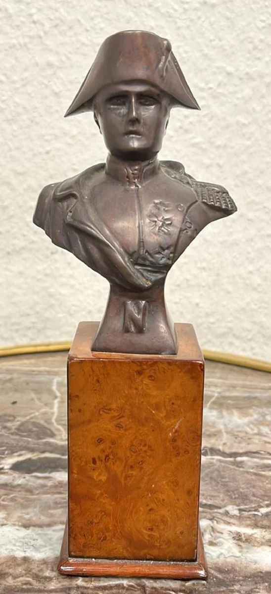 Luxury decorative bronze Napoleon bust on wooden base antique bronze / brown 10 x 7 x H. 24 cm - bronze figure - decorative figure - decorative accessories