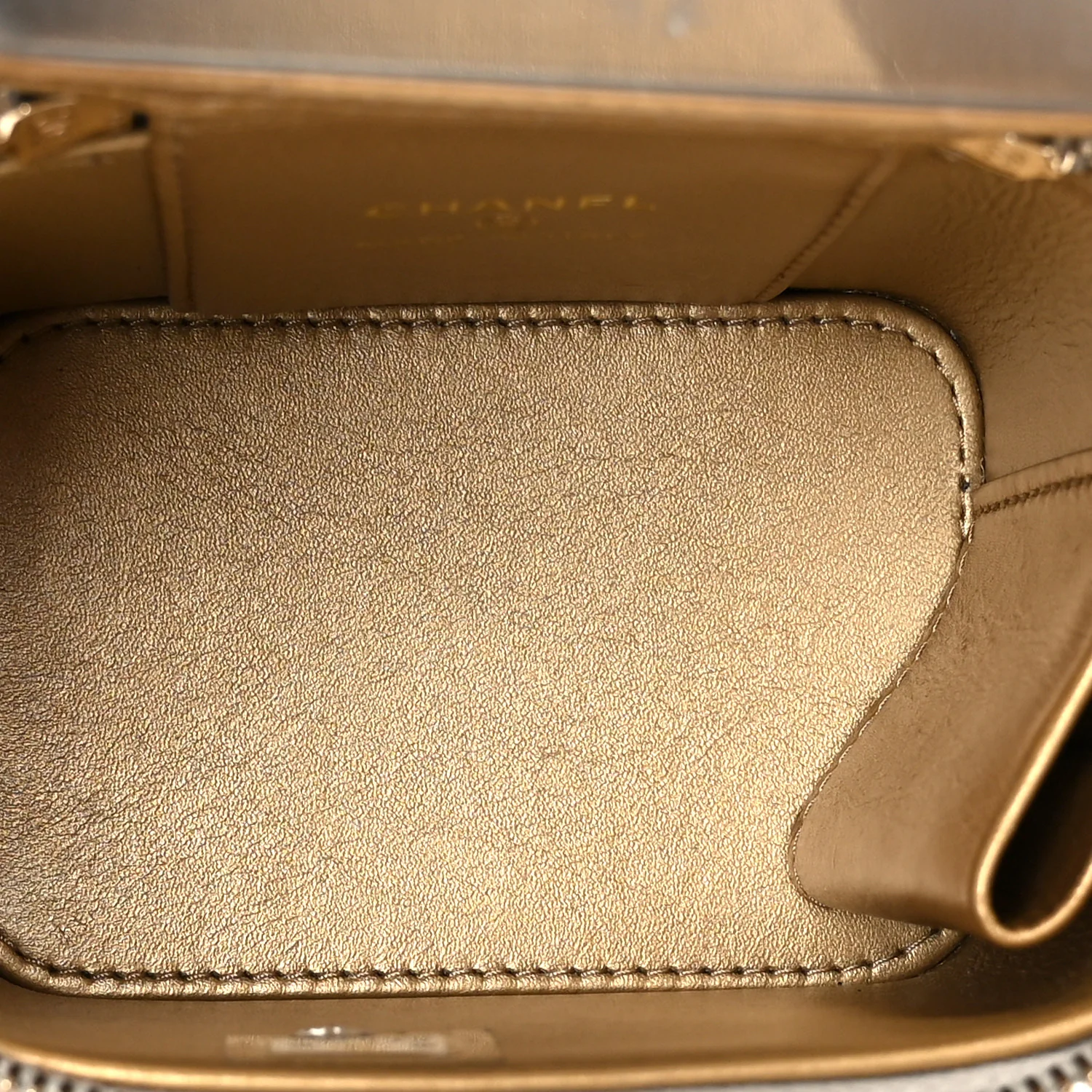 Lambskin Quilted Pearl Crush Mini Vanity Case With Chain Grey - Top Club