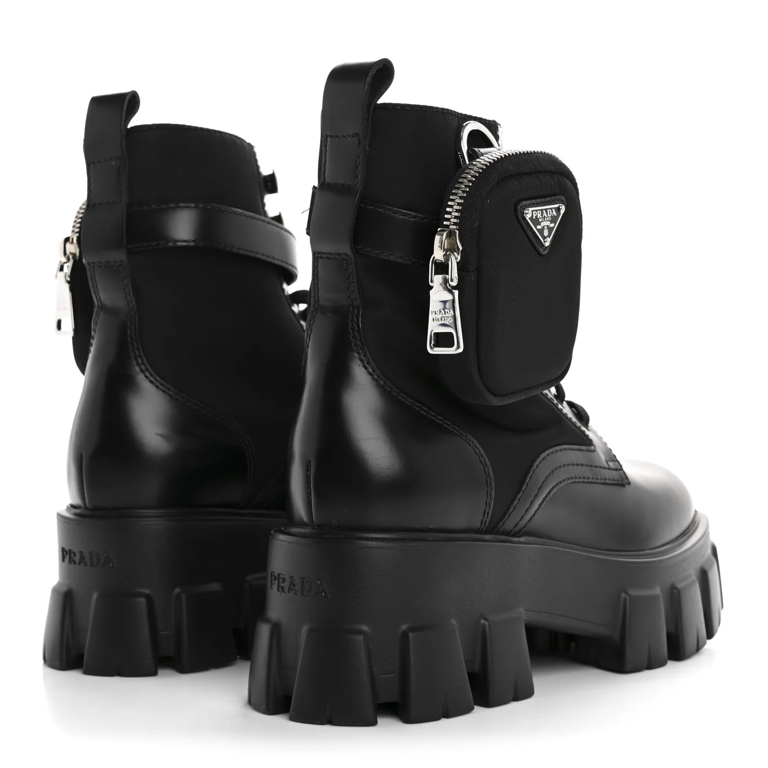 Spazzolato Rois Nylon Metal Triangle Logo Monolith Pouch Pocket 55mm Boots 36.5 Black - Top Club