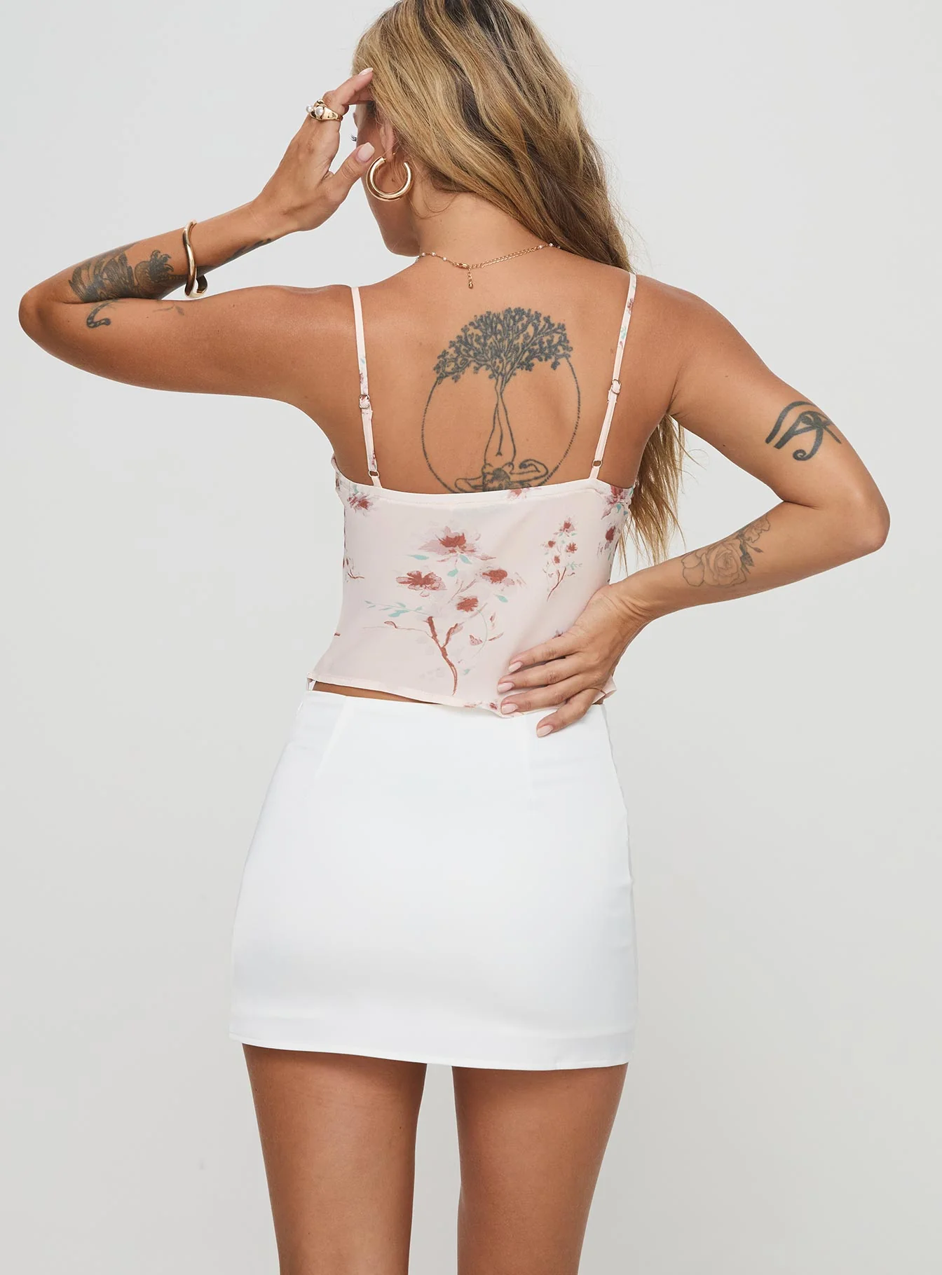 Karley Satin Low Waist Mini Skirt White