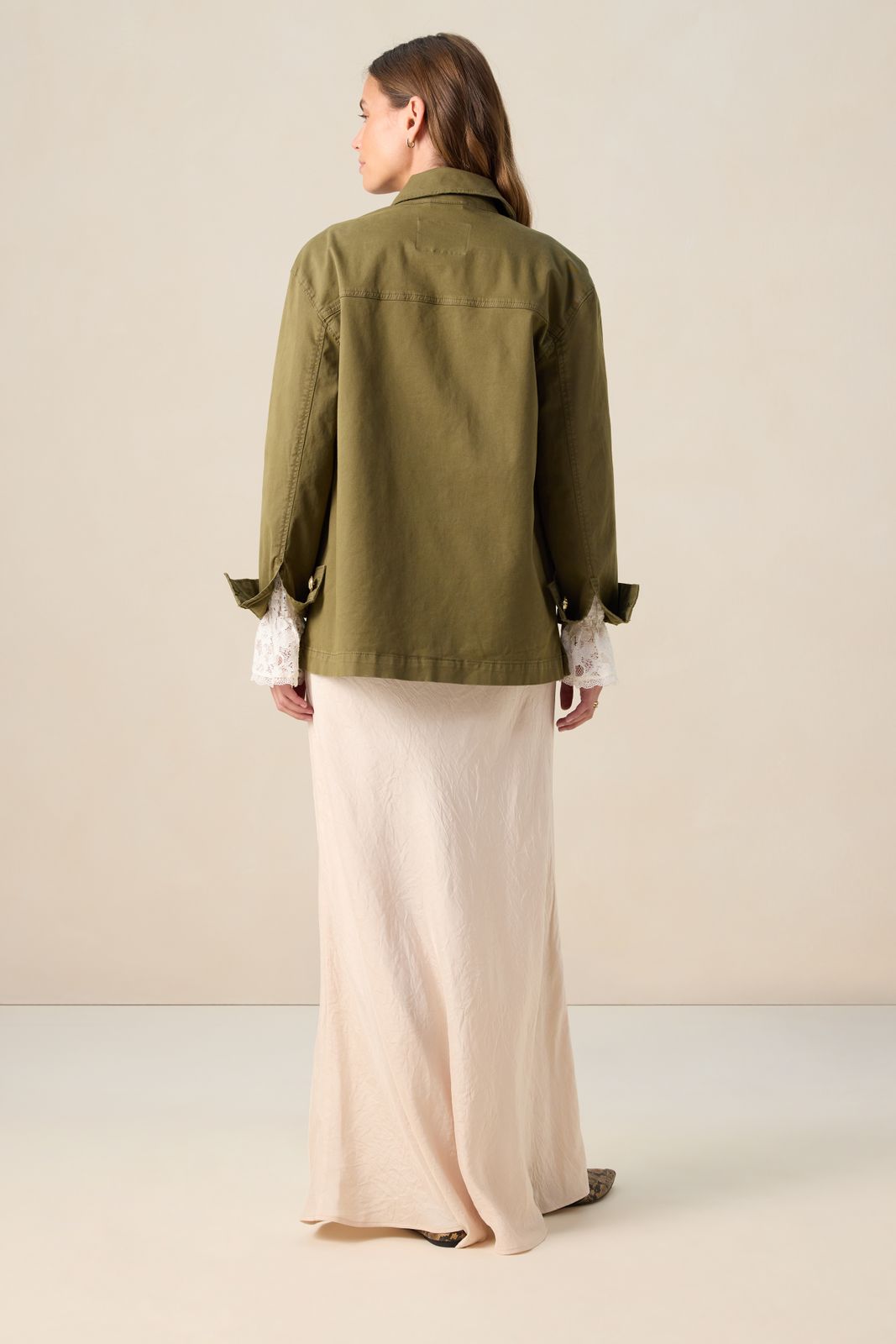 Donkergroen jack met opgestikte zakken