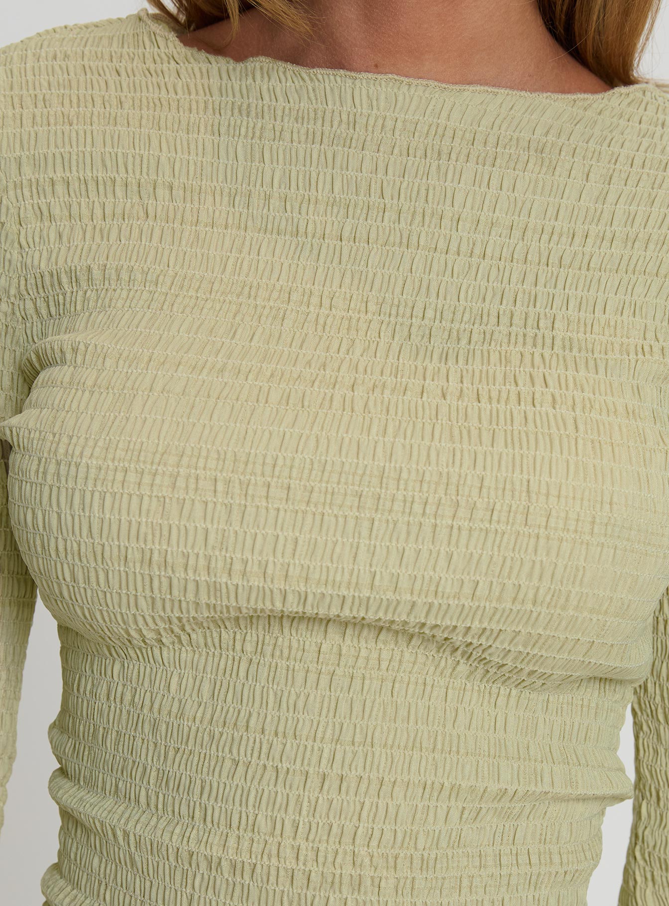 Murphey Ruched Long Sleeve Top Green