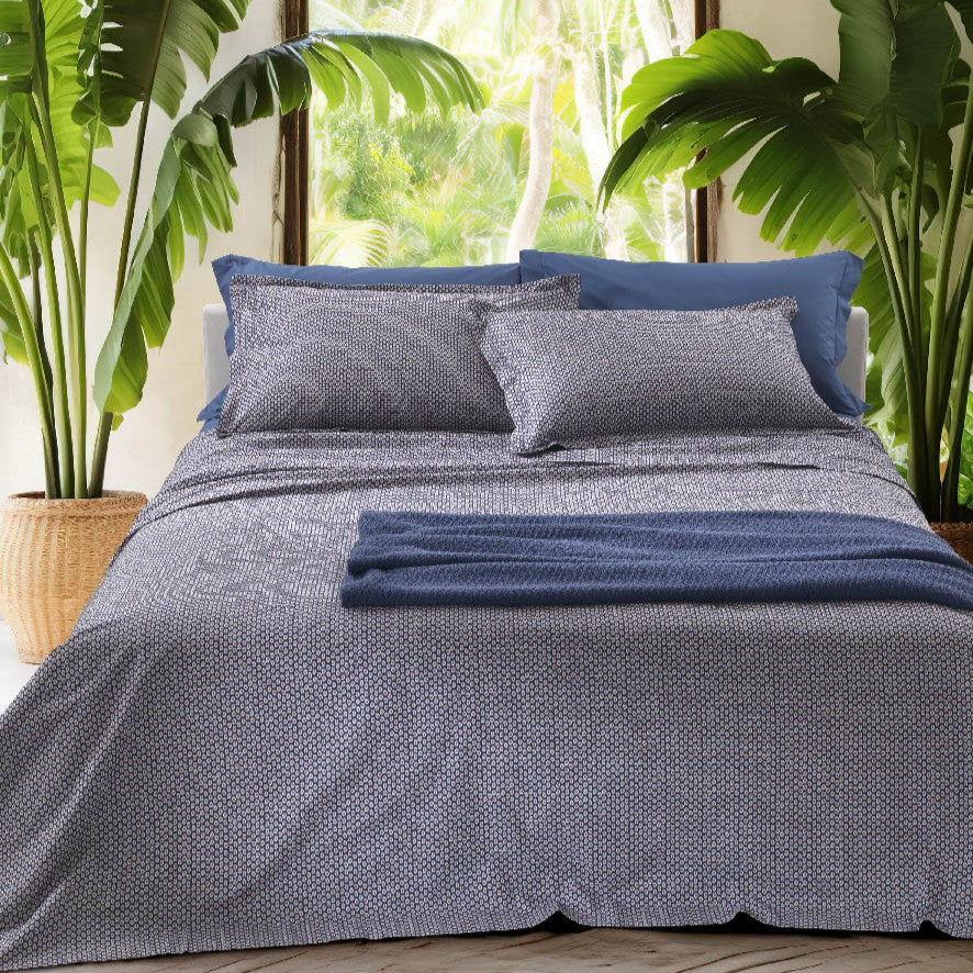 Completo Lenzuola In Percalle Paisley Matrimoniale