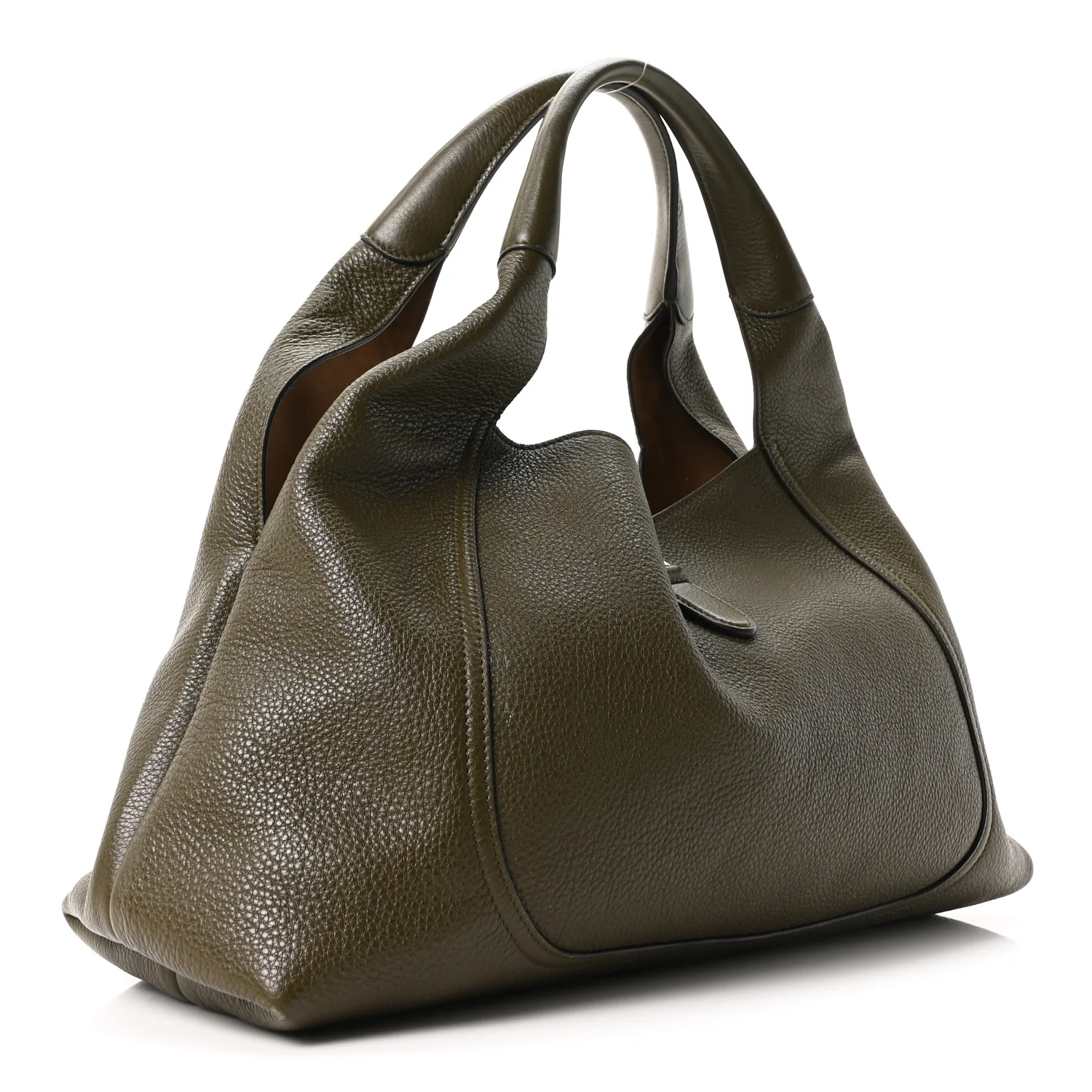 Grained Calfskin Softbit Maxi Shoulder Bag Forest Green - Top Club