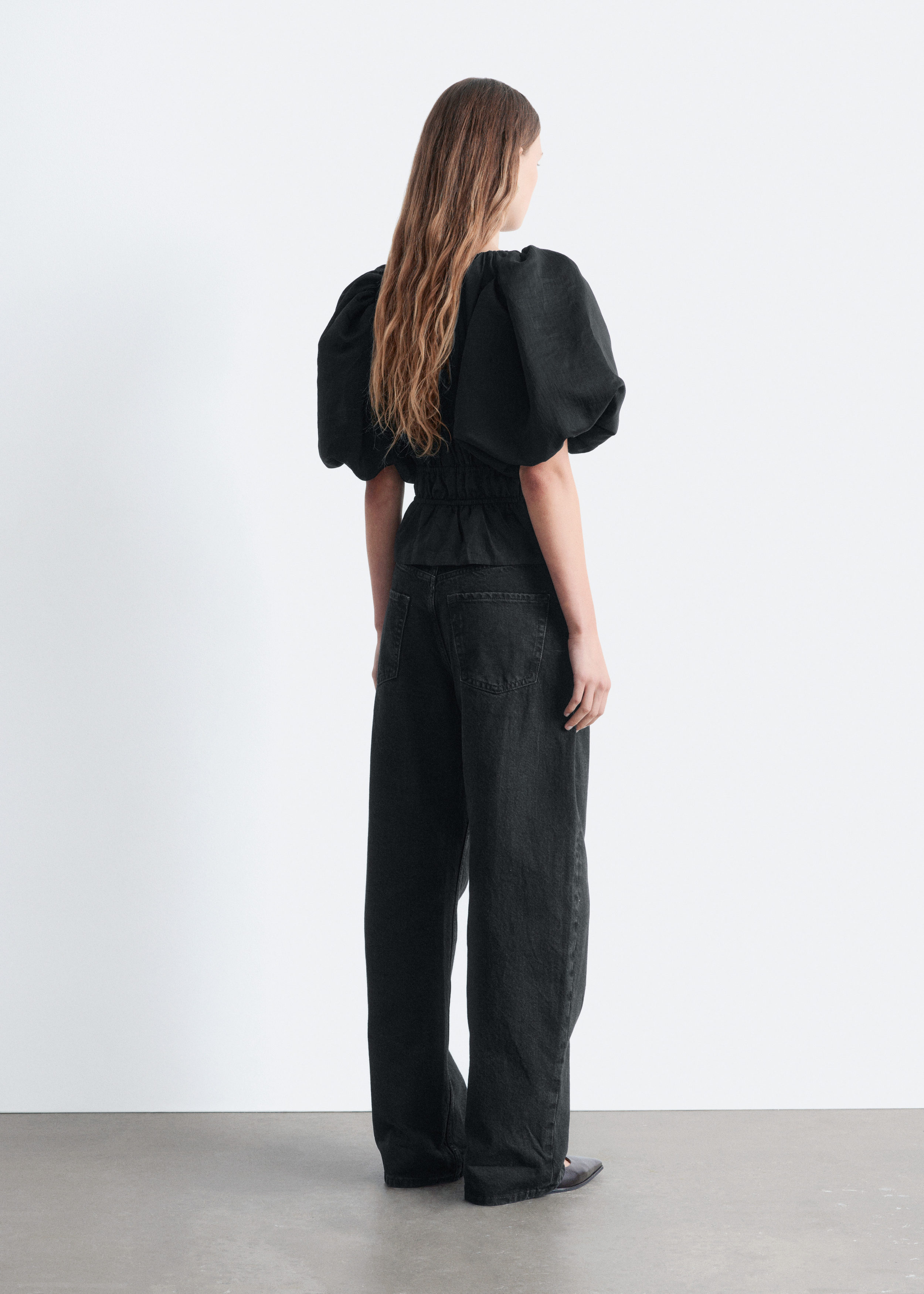 & Other Stories PEPLUM-FRILL PUFF-SLEEVE TOP
