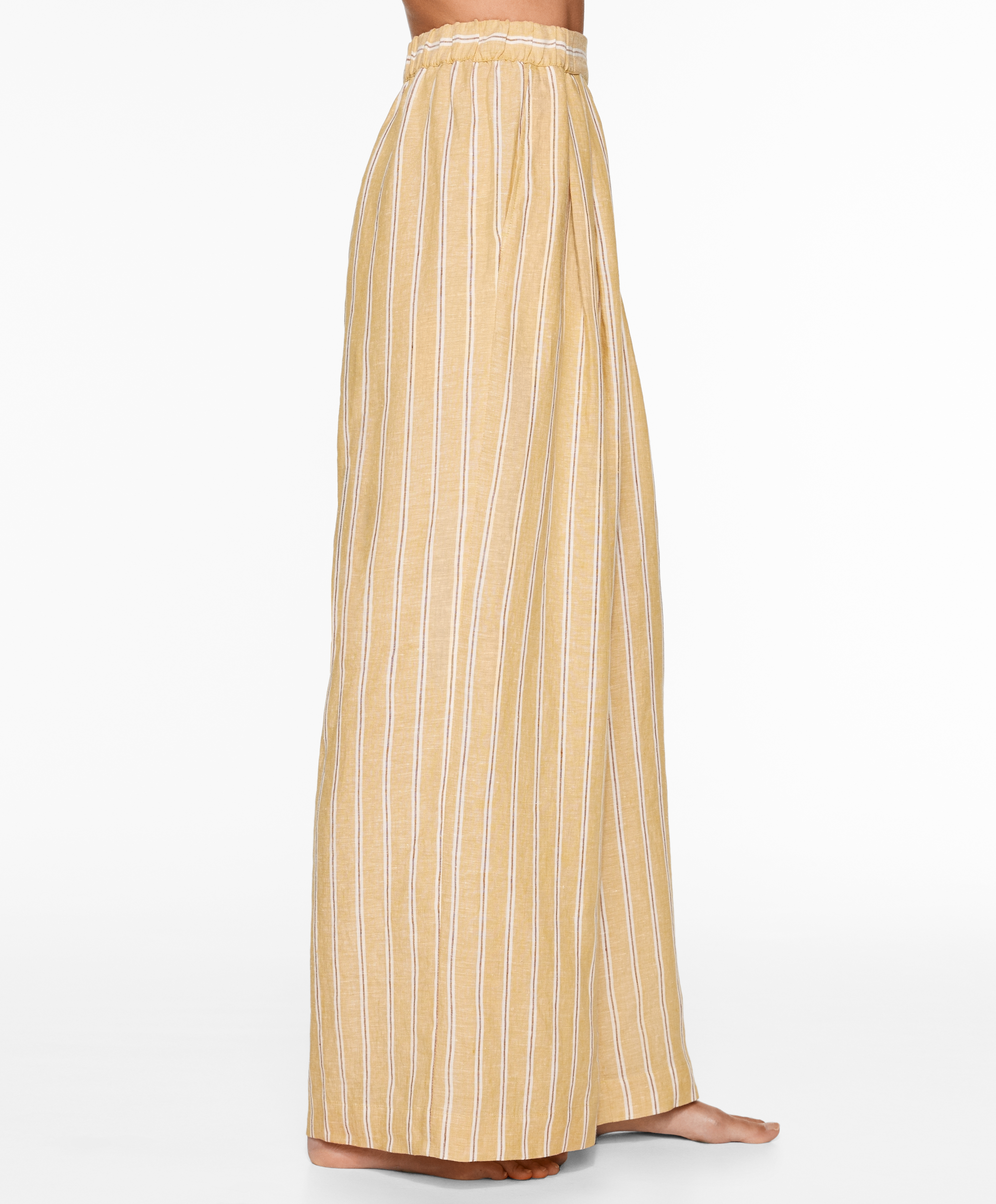 OYSHO Tailored-fit 100% linen striped trousers