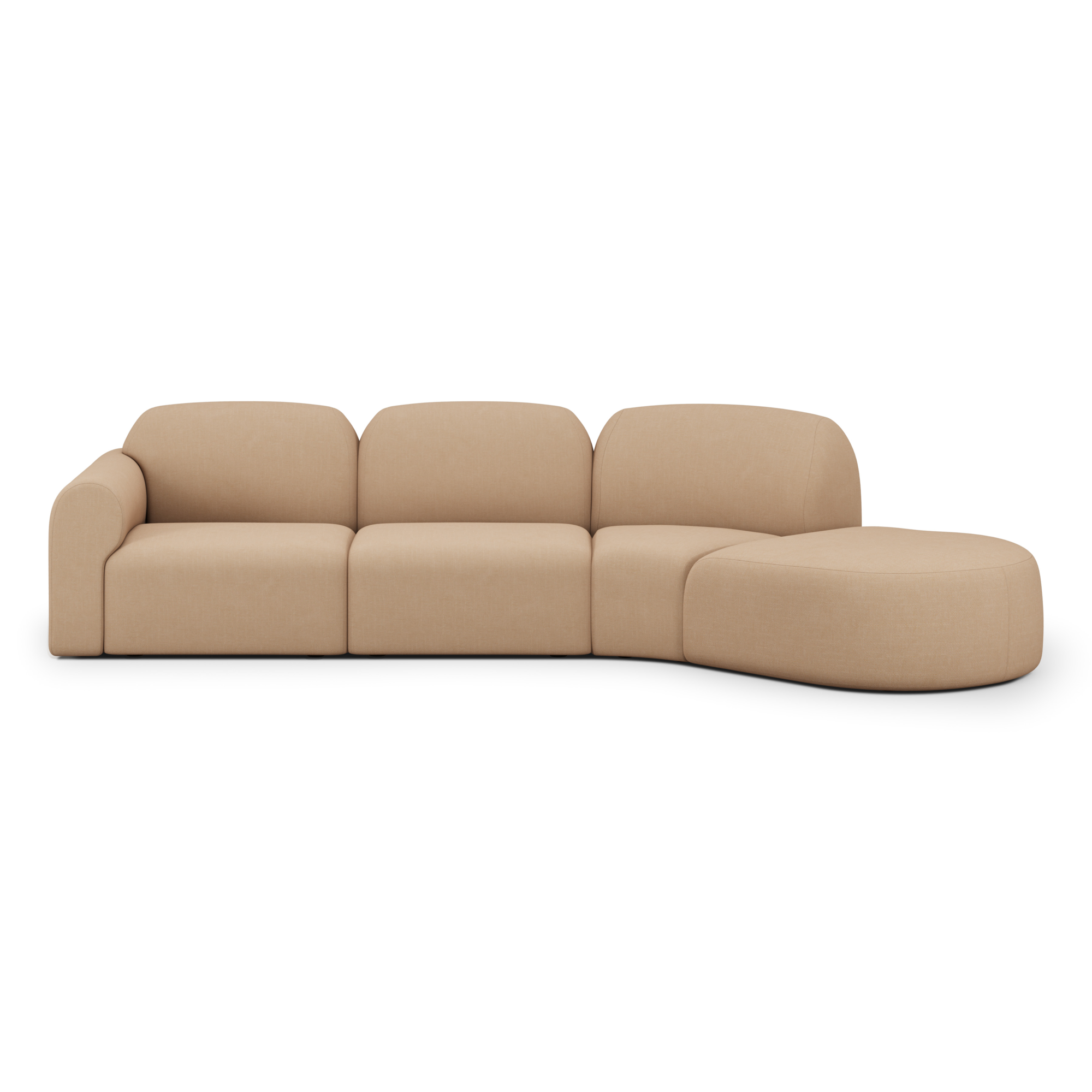 Modulaire bank Bulky rechts 45° hoek ronde voet light sepia