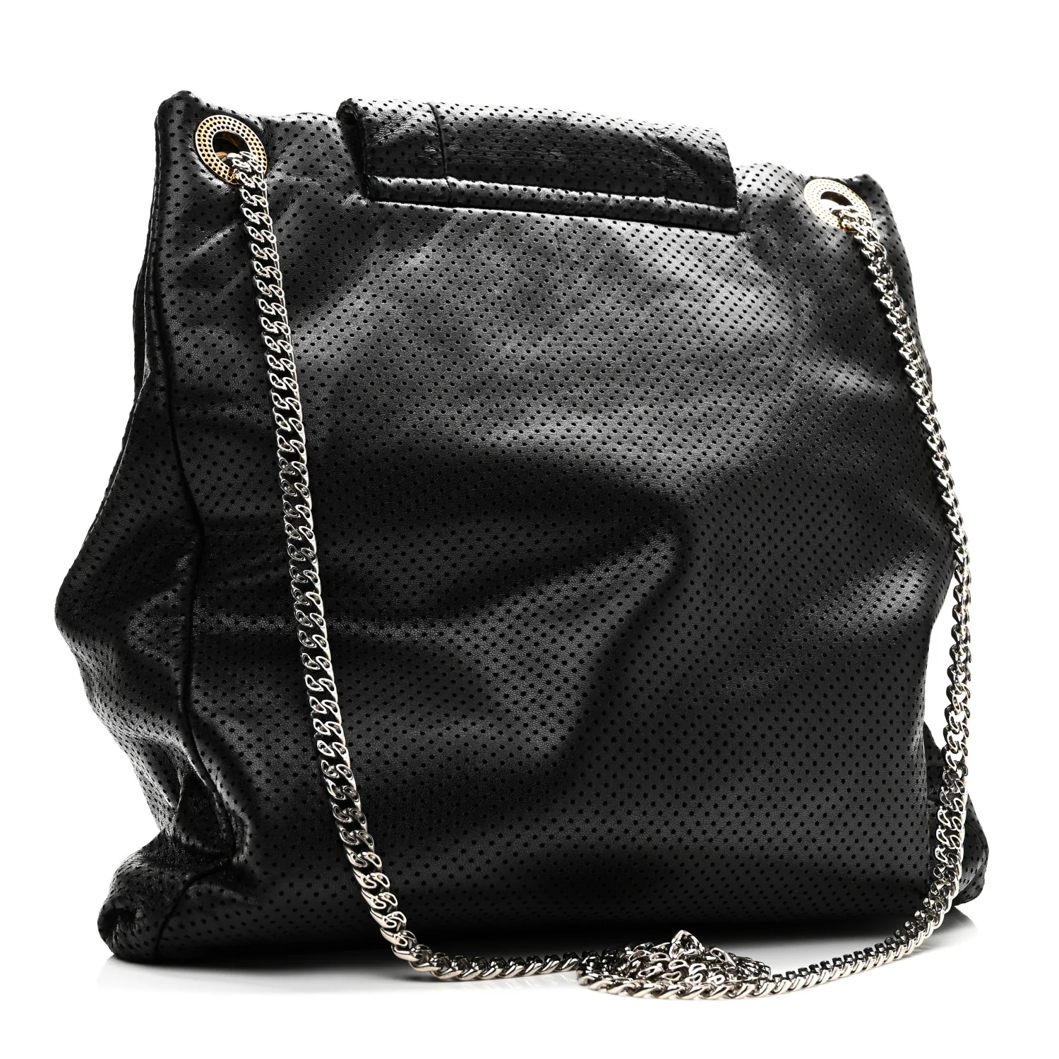 Calfskin Perforated Drill Tote Bag Black - Top Club