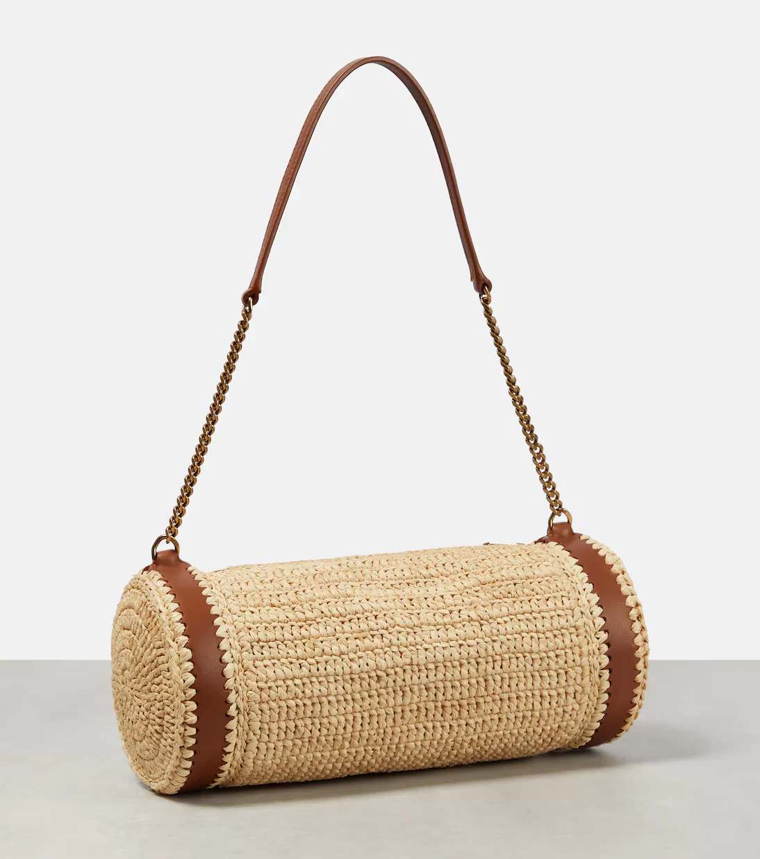 SAINT LAURENT Cassandre Small raffia shoulder bag - Top Club