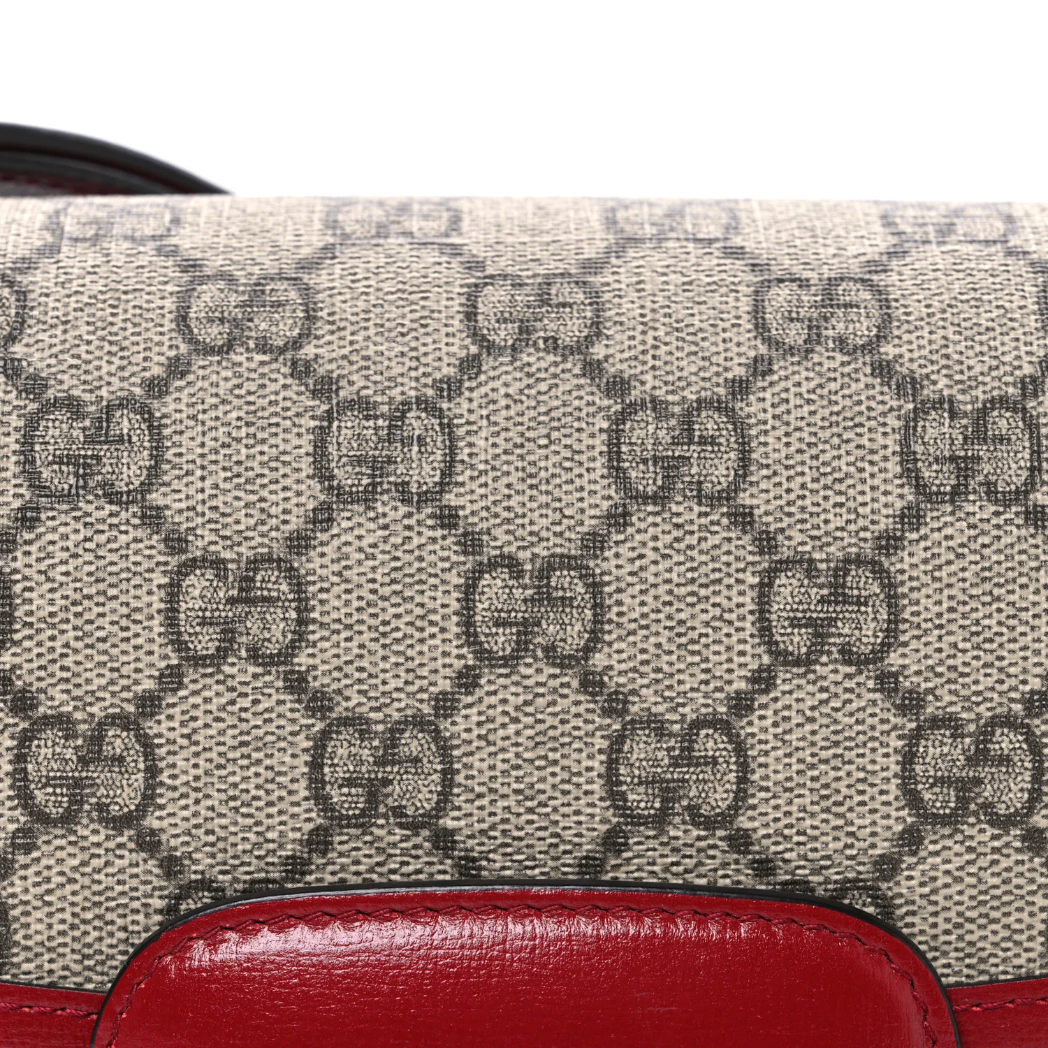 GG Supreme Monogram Azalea Calfskin Horsebit 1955 Shoulder Bag Beige Ebony New Cherry Red - Top Club