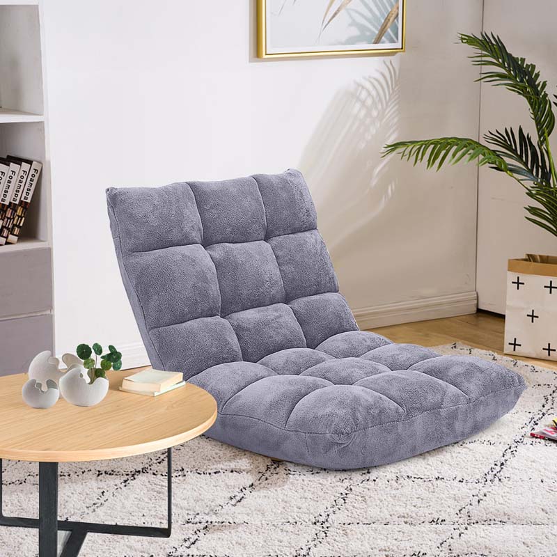 Memory Foam Floor Chair, 14-Position Adjustable Folding Gaming Sofa Chair with Back Support, Chaise Lounge Sofa Bed Recliner