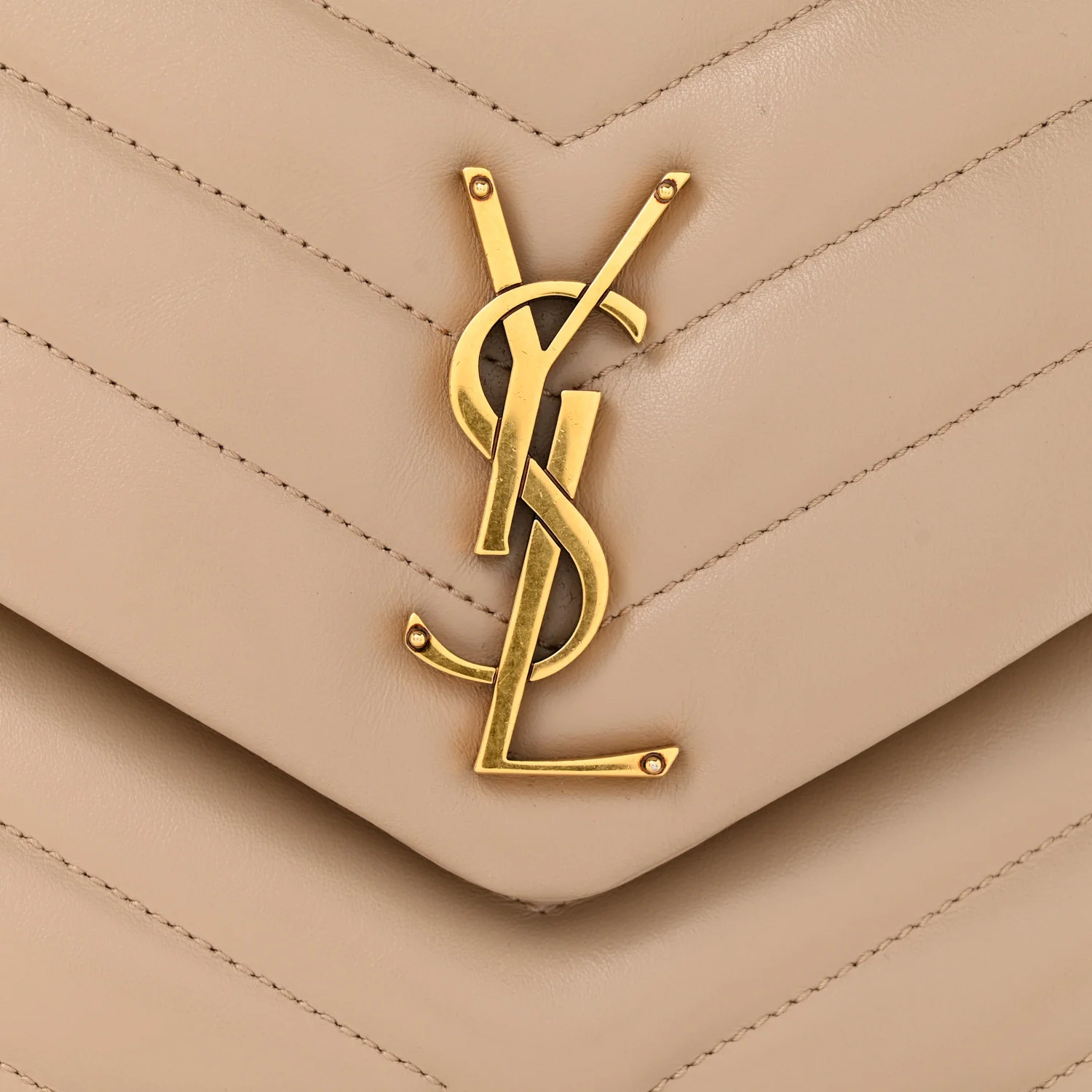 Calfskin Y Quilted Monogram Medium Loulou Chain Satchel Dark Beige - Top Club