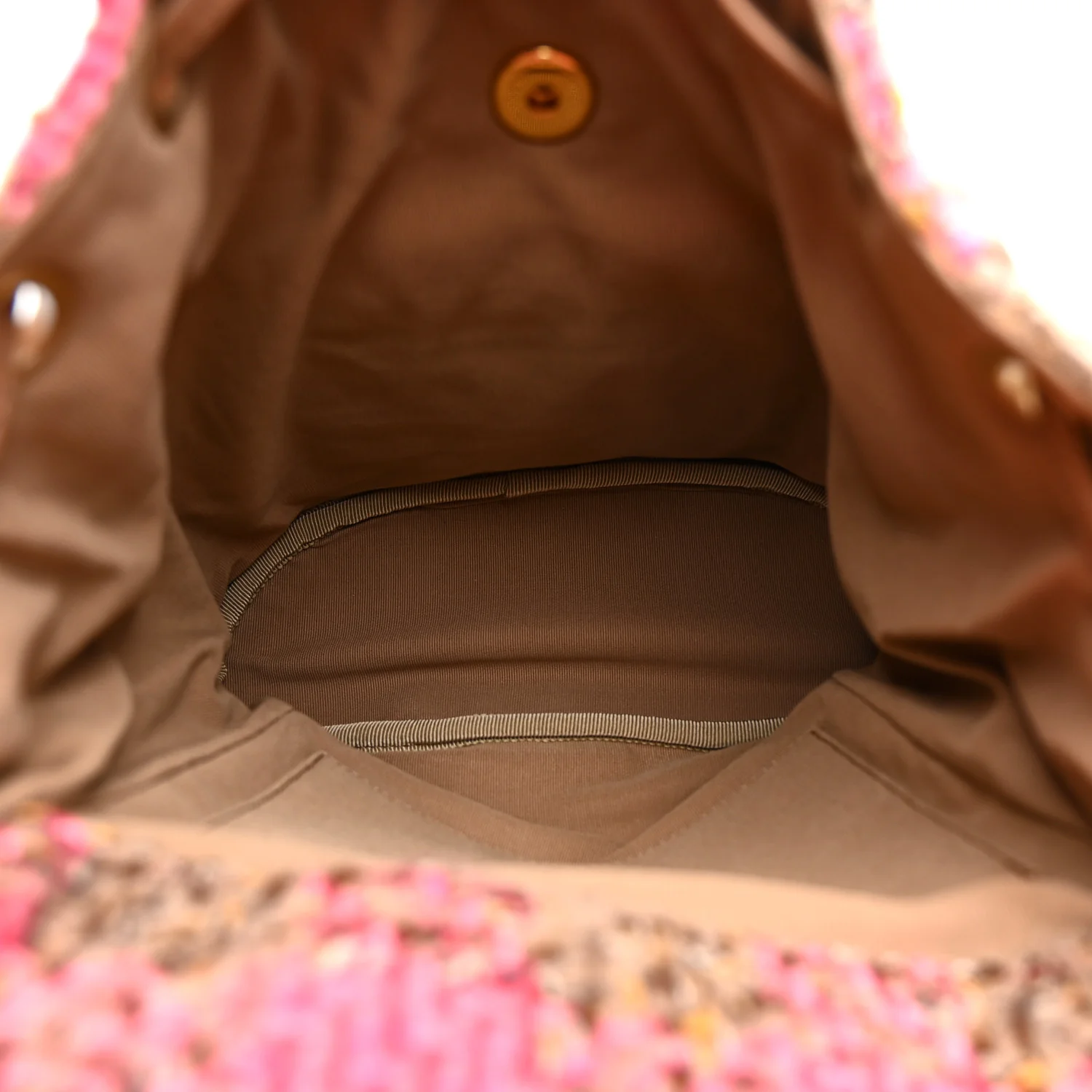 Wool Tweed Elegant Backpack Pink Brown - Top Club