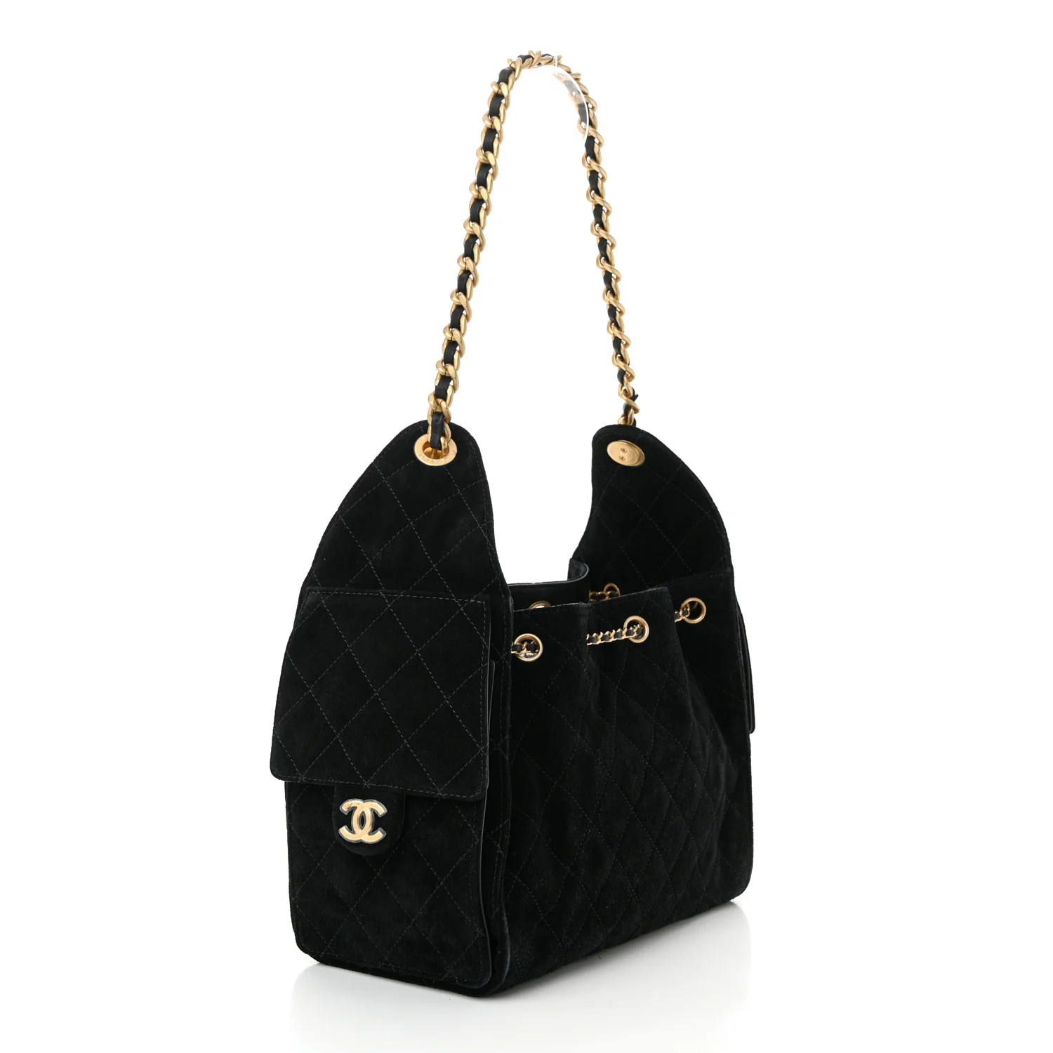 Suede Quilted Small Chanel 25 Handbag Black - Top Club
