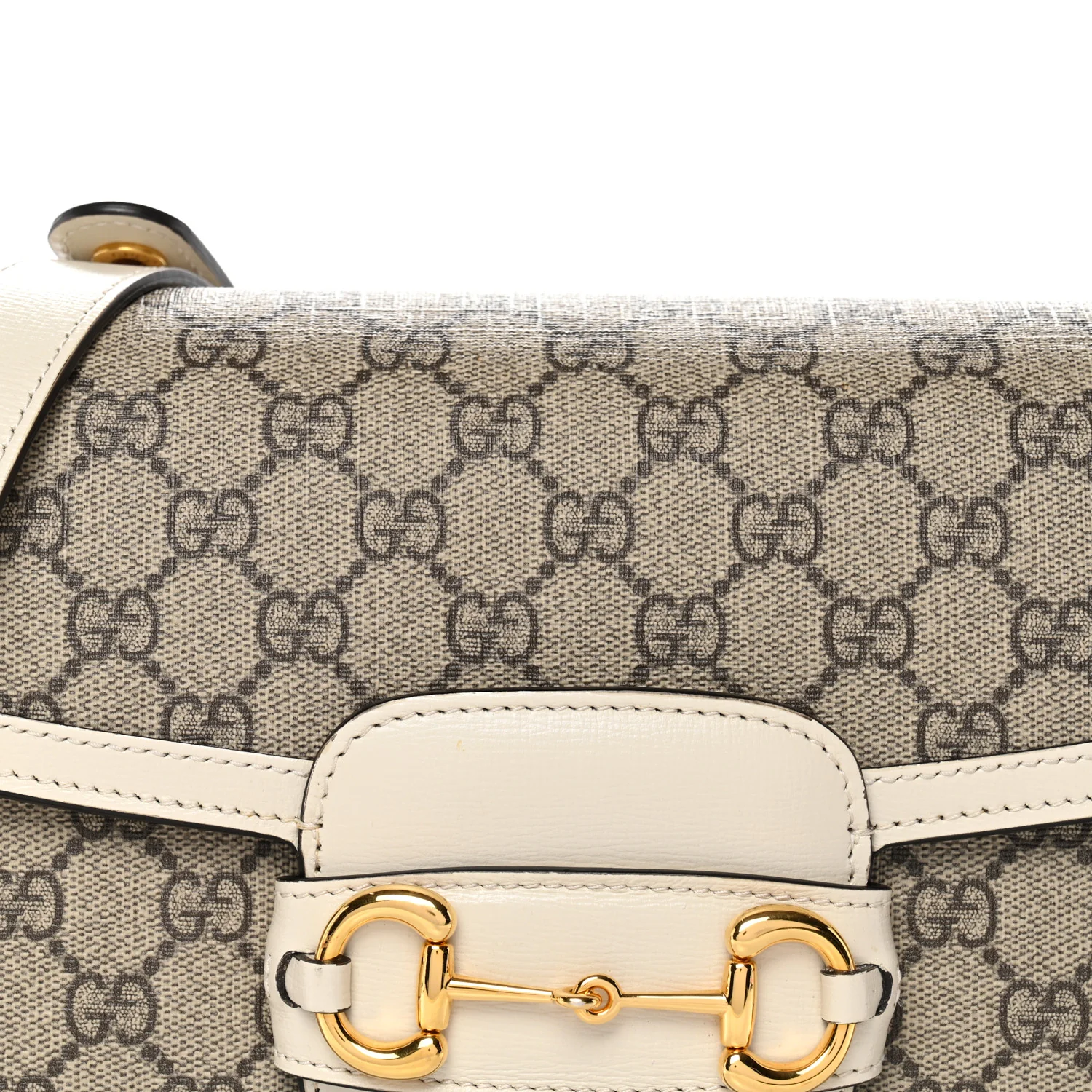 GG Supreme Monogram Horsebit 1955 Shoulder Bag Beige Mystic White - Top Club