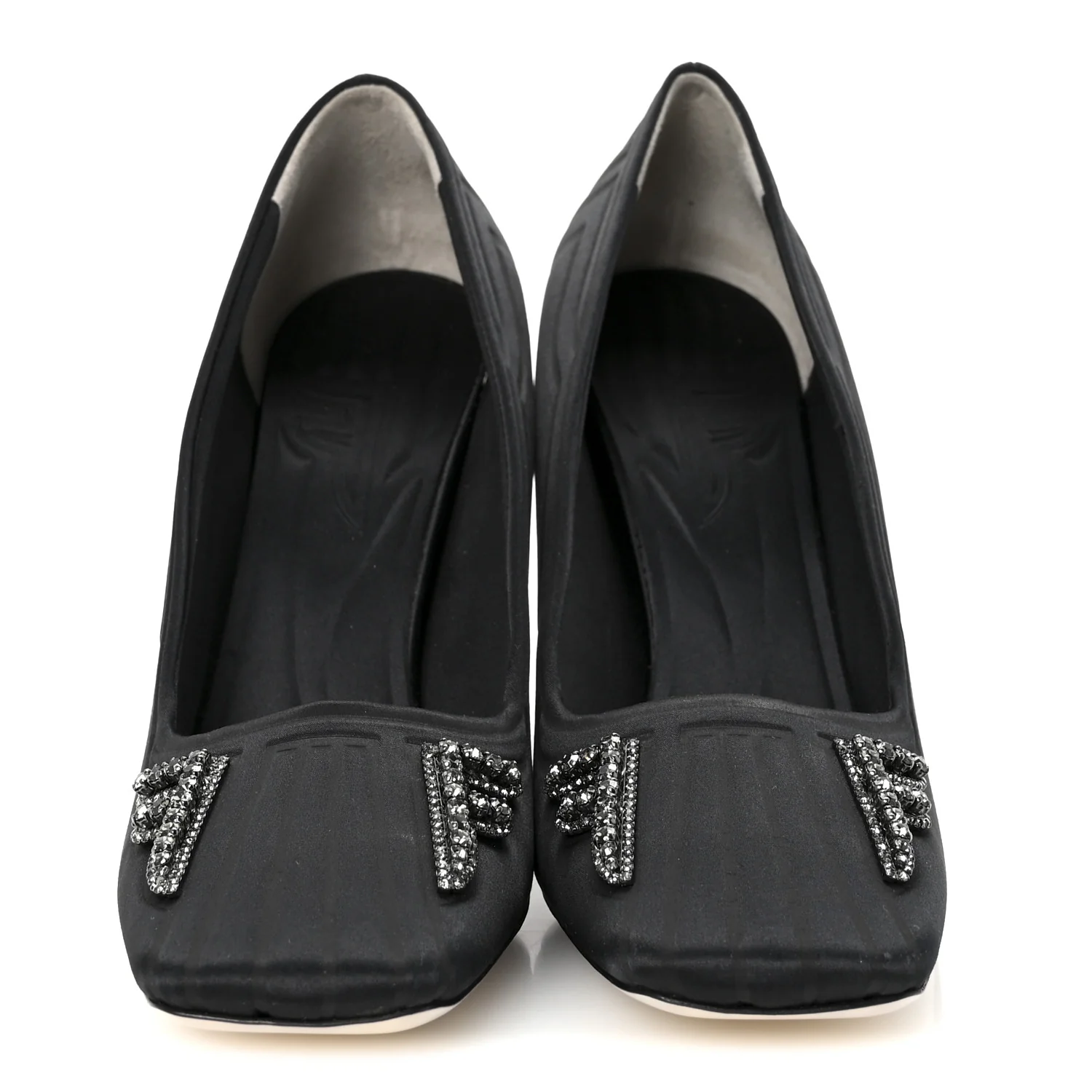 Satin Crystal Embellished FFreedom Pumps 37 Black - Top Club