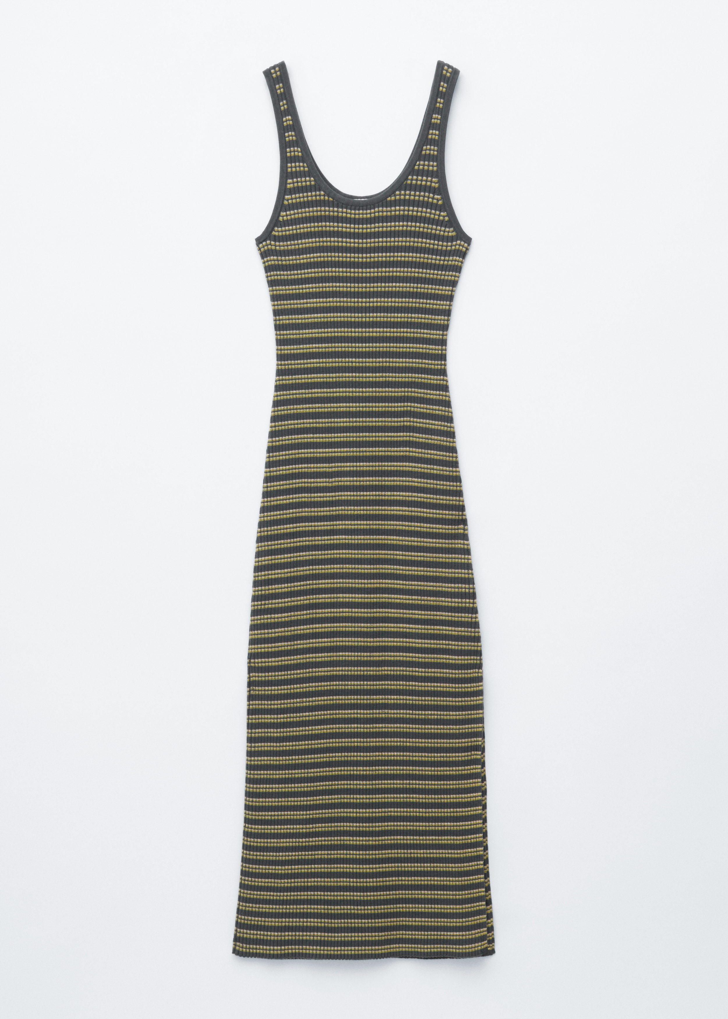 & Other Stories STRIPED RIB-KNIT MIDI DRESS