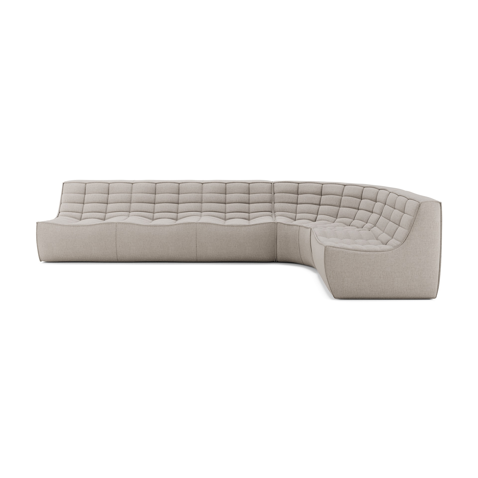Modulaire bank N701 ecru set 1+3 seat, 90° ronde hoek