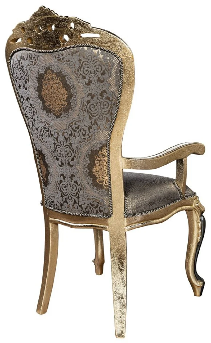 Luxury Baroque Dining Room Chair Set of 6 Purple / Antique Gold / Black - Handcrafted Baroque Style Kitchen Chairs - Luxury Baroque Style Dining Room Furniture - Baroque Dining Room Furniture